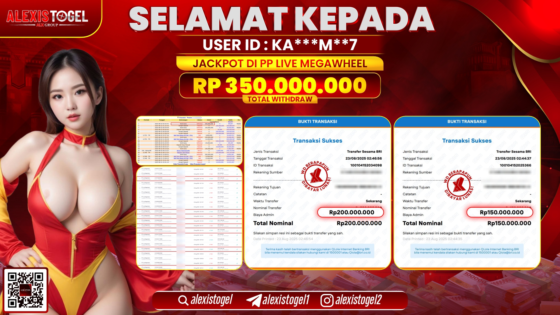 ALEXISTOGEL di PP LIVE MEGAWHEEL RP.350.000.000 LUNAS