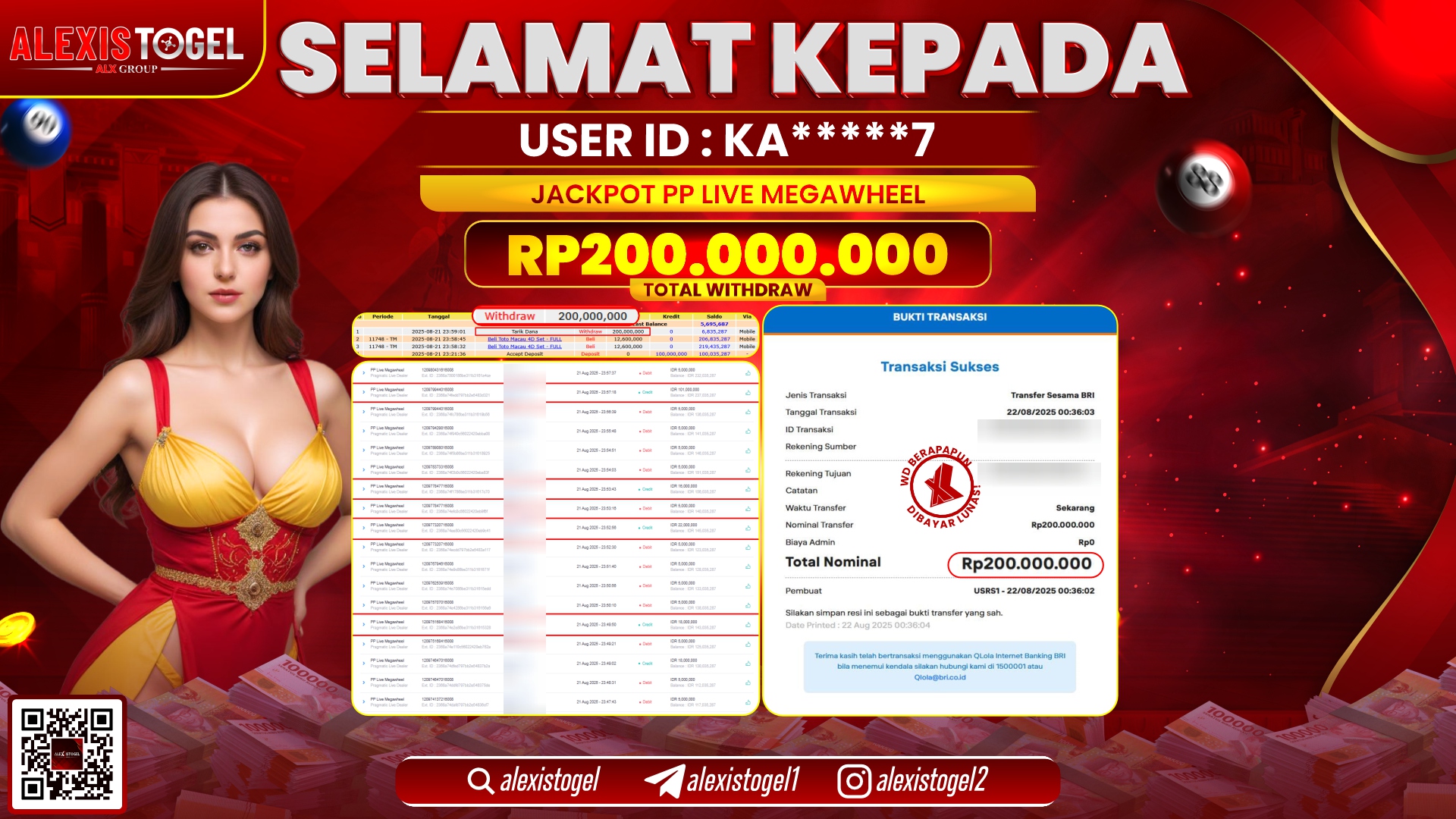 ALEXISTOGEL di PP LIVE MEGAWHEEL RP.200.000.000 LUNAS