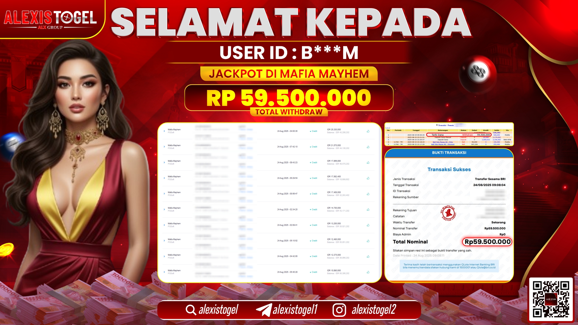 ALEXISTOGEL di SLOT MAFIA MYHEM RP.59.500.000 LUNAS