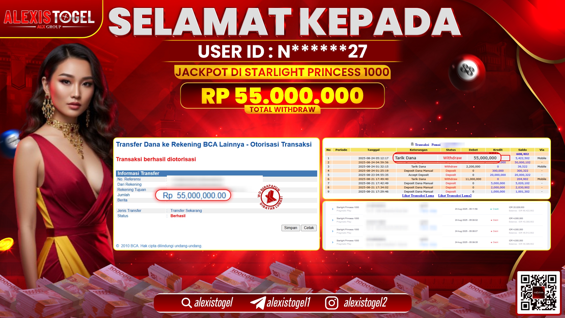 ALEXISTOGEL di SLOT STARLIGHT PRINCESS RP.55.000.000 LUNAS