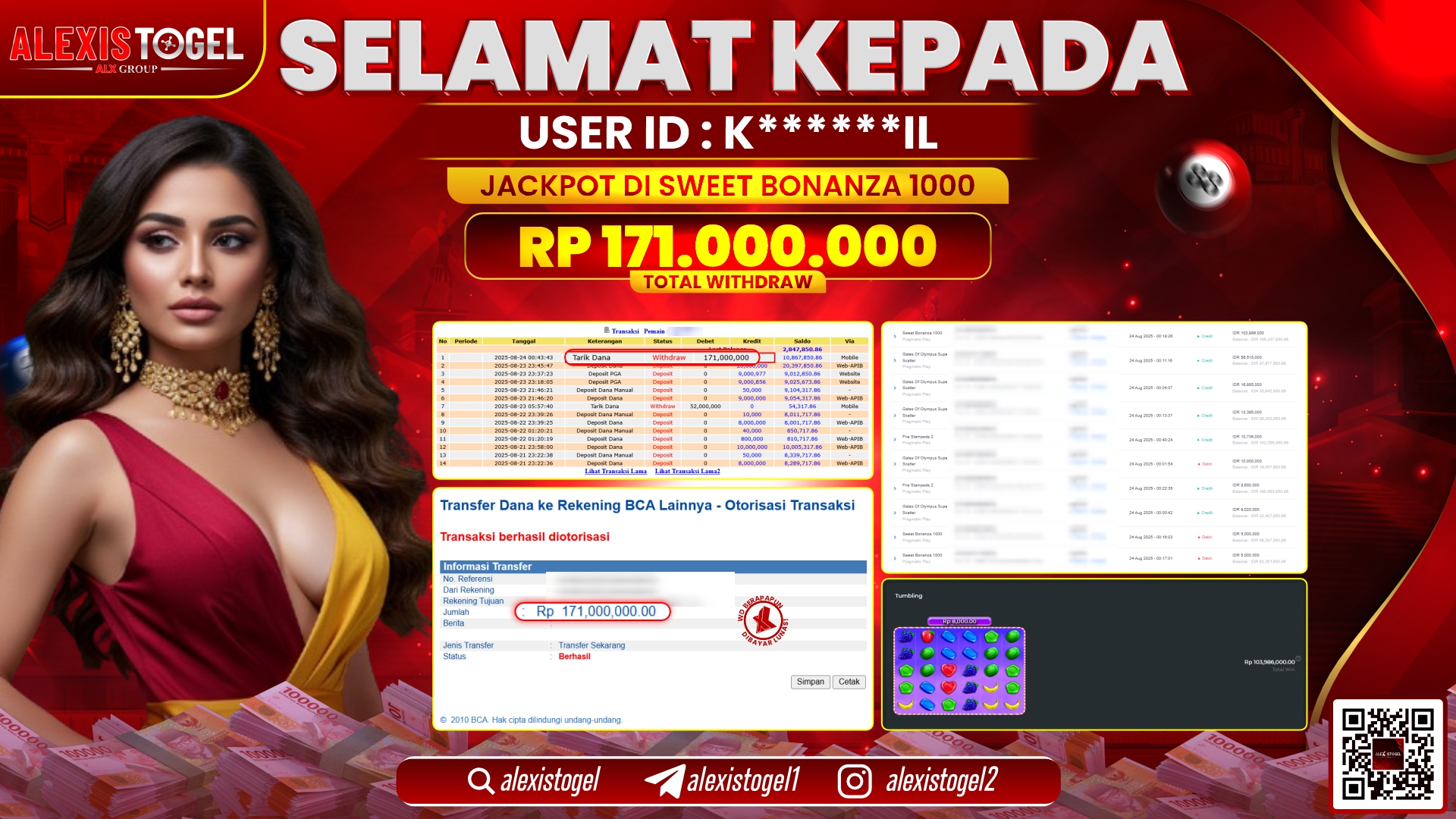 ALEXISTOGEL di SWEET BONANZA 1000 RP.171.000.000 LUNAS