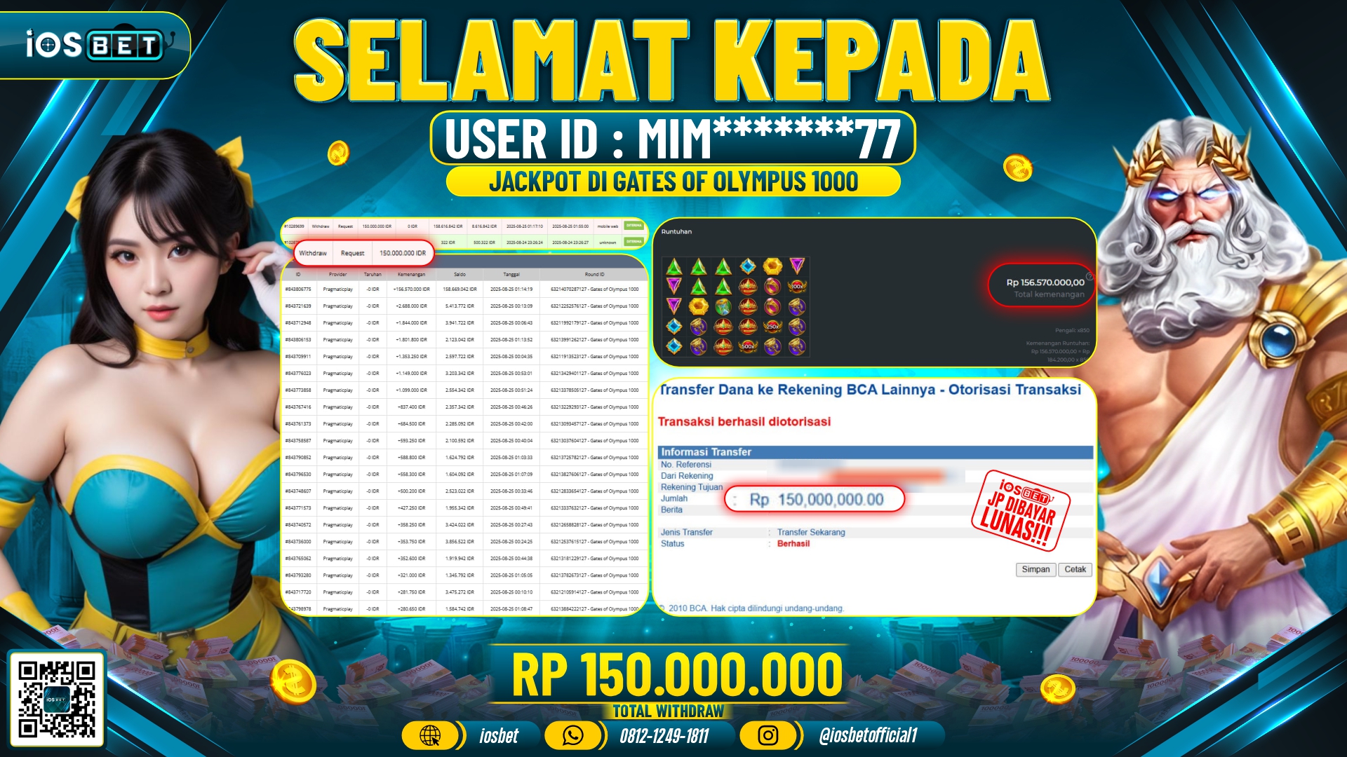 Bukti Pembayaran LUNAS SLOT GAME GACOR Rp.150.000.000,-