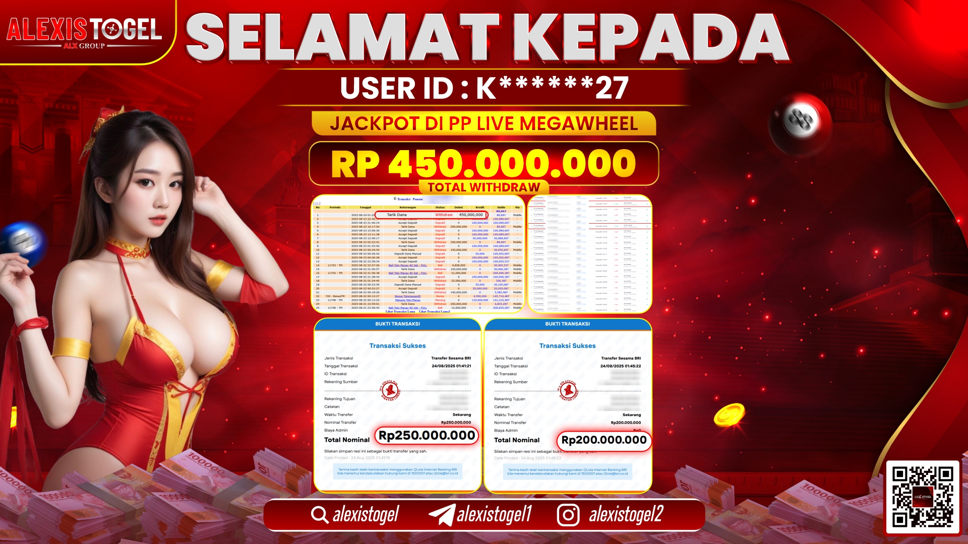 ALEXISTOGEL di PP LIVE MEGAWHEEL RP.450.000.000 LUNAS