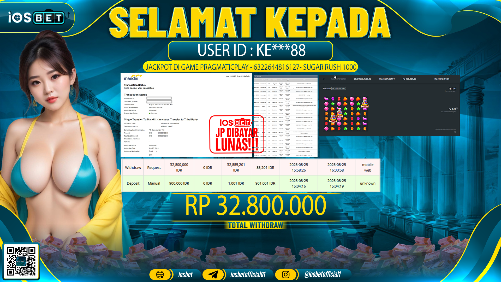 Bukti Pembayaran LUNAS SLOT GAME GACOR Rp.32.800.000,-