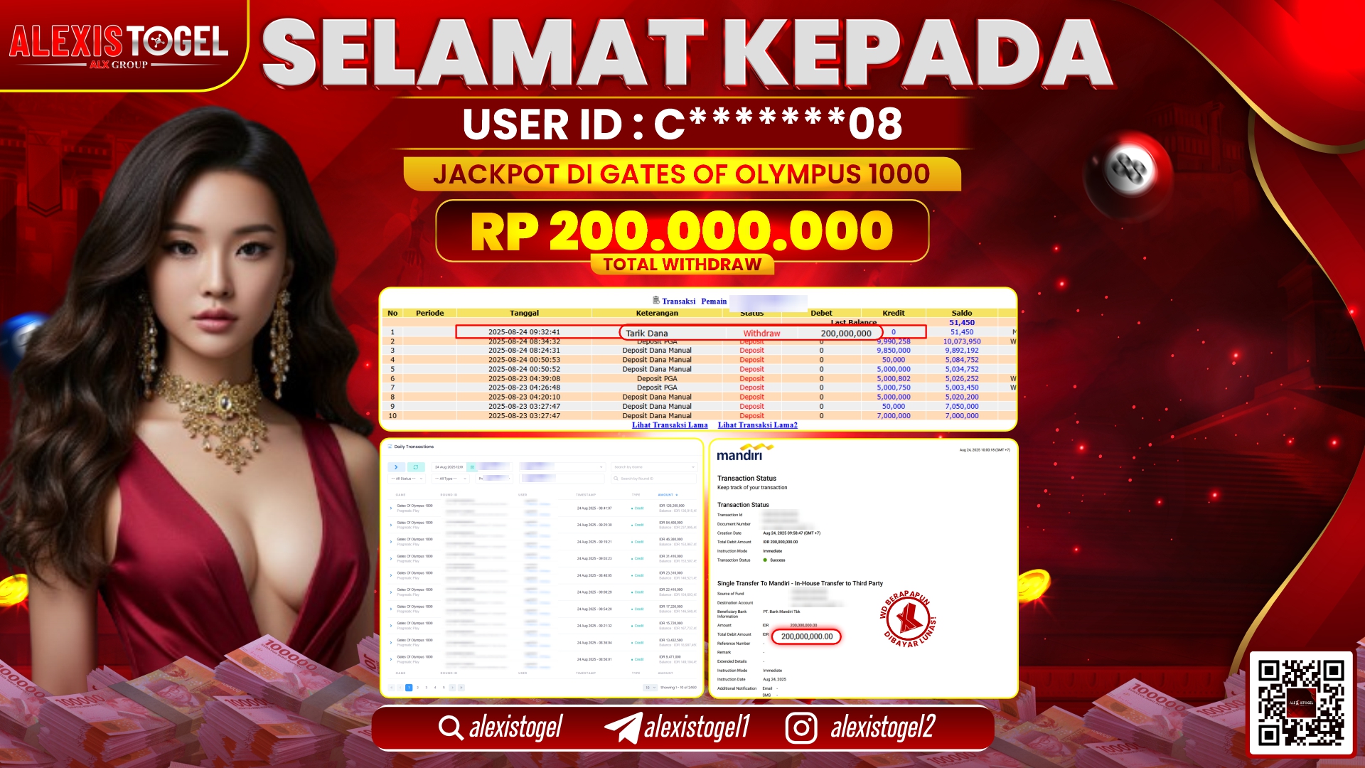 ALEXISTOGEL di SLOT GATES OF OLYMPUS 1000 RP.200.000.000 LUNAS