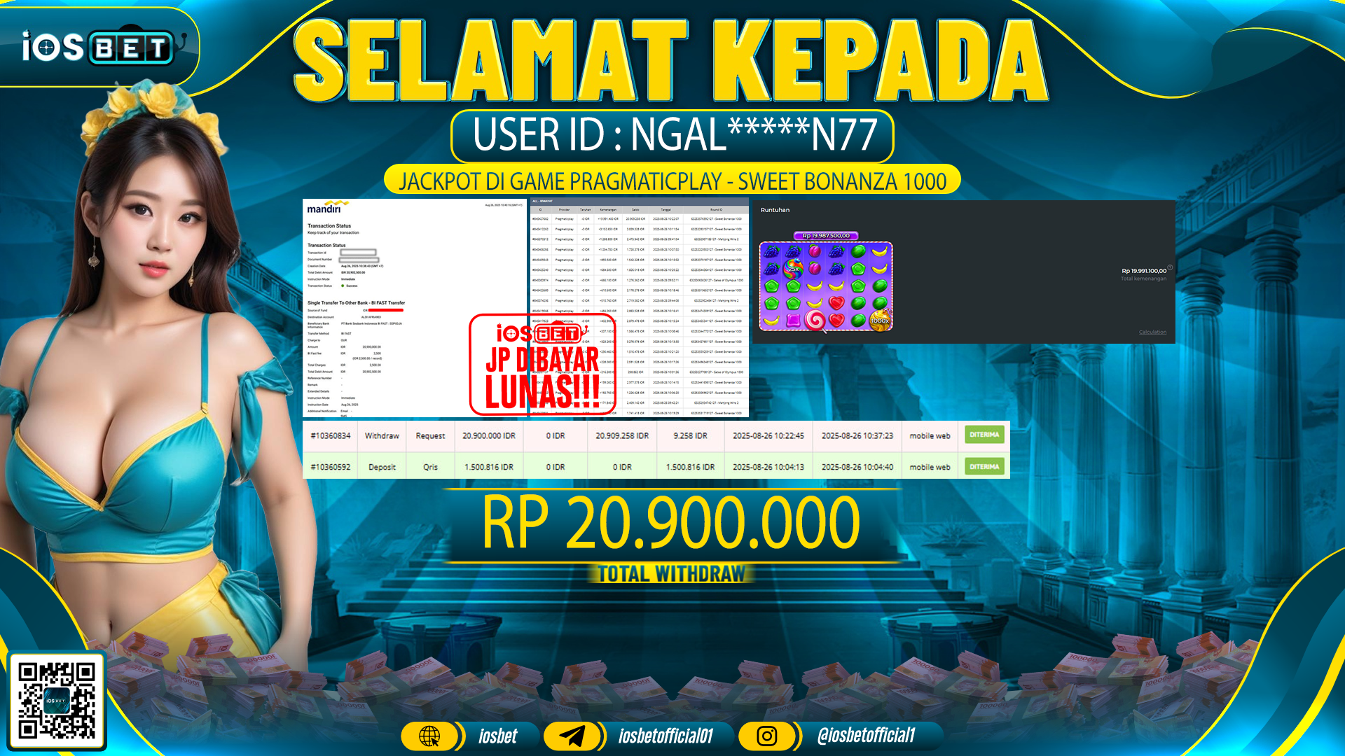 Bukti Pembayaran LUNAS SLOT GAME GACOR  Rp.20.900.000