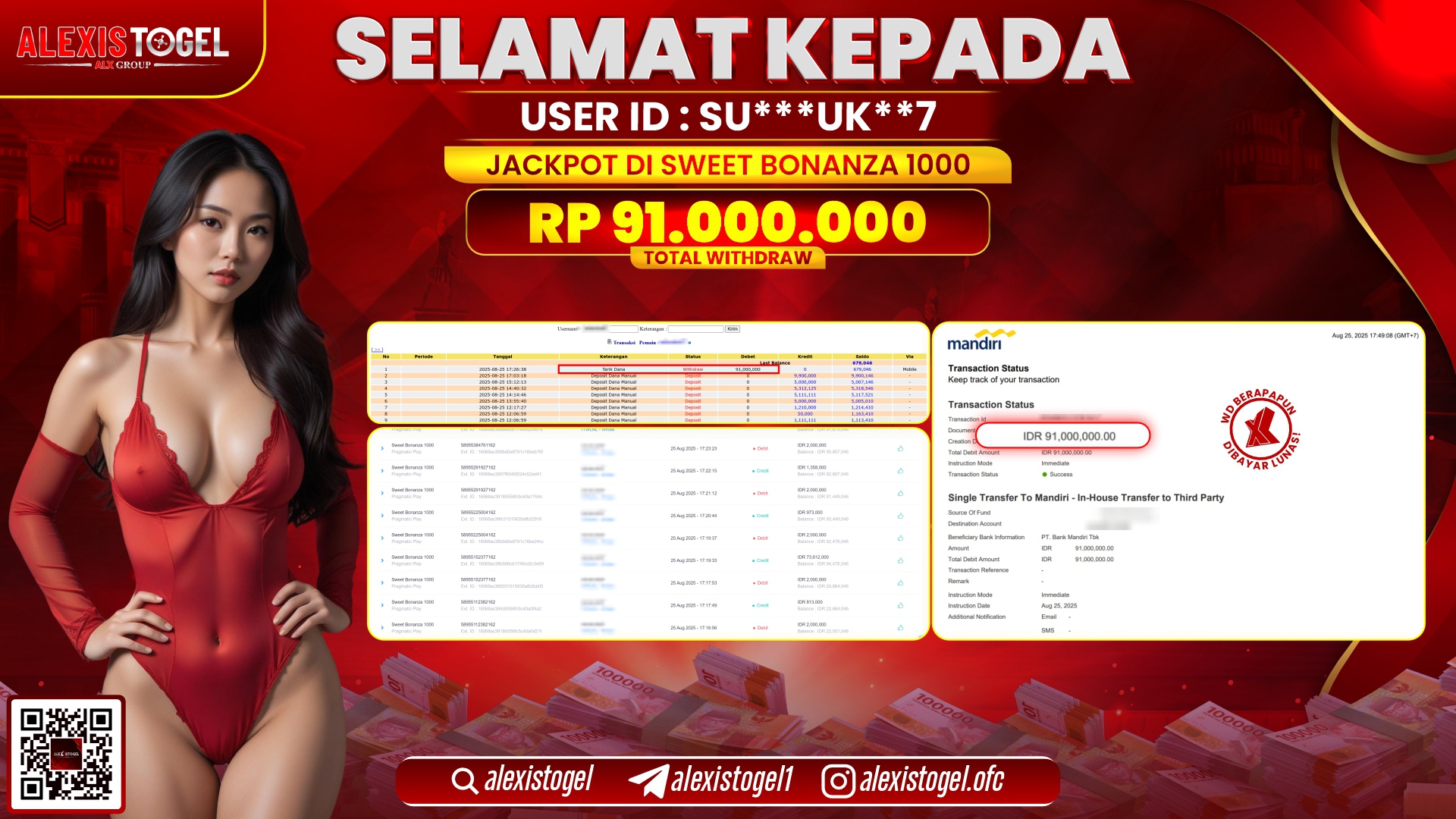 ALEXISTOGEL di SLOT SWEET BONANZA 1000 RP.91.000.000 LUNAS