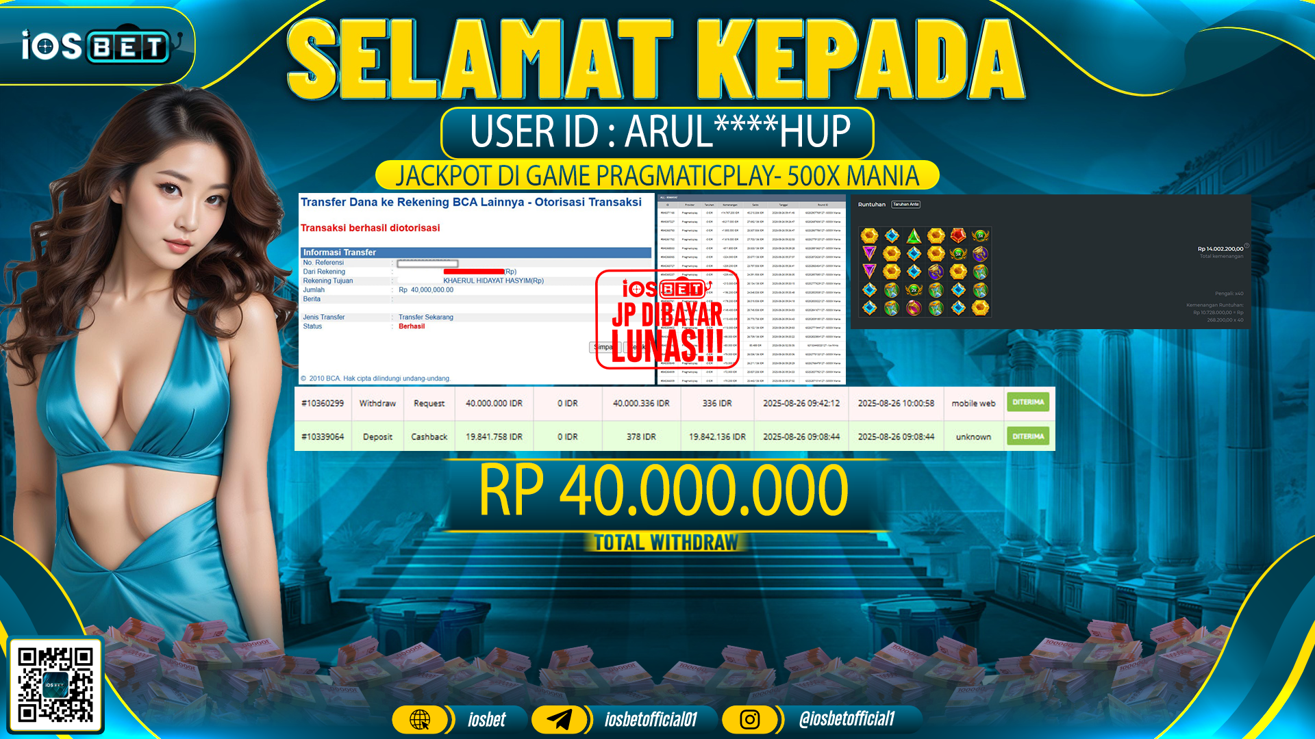 Bukti Pembayaran LUNAS SLOT GAME GACOR  Rp.40.000.000