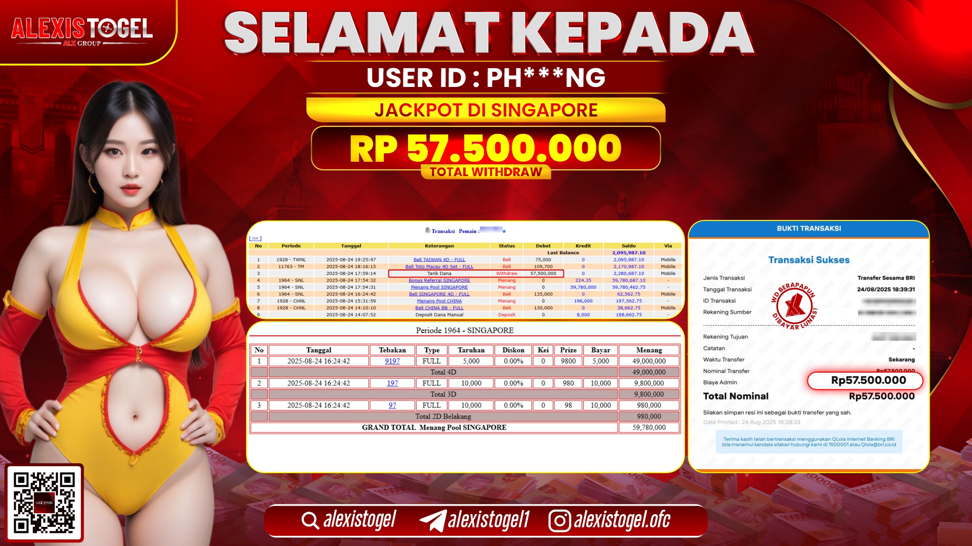 ALEXISTOGEL di TOGEL SINGAPORE RP.57.500.000 LUNAS