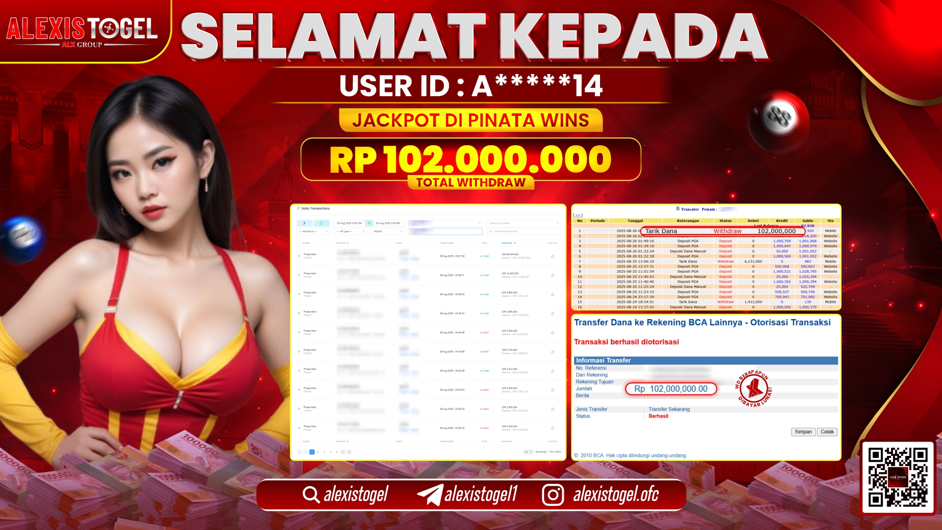 ALEXISTOGEL di SLOT PINATA WINS RP.102.000.000 LUNAS
