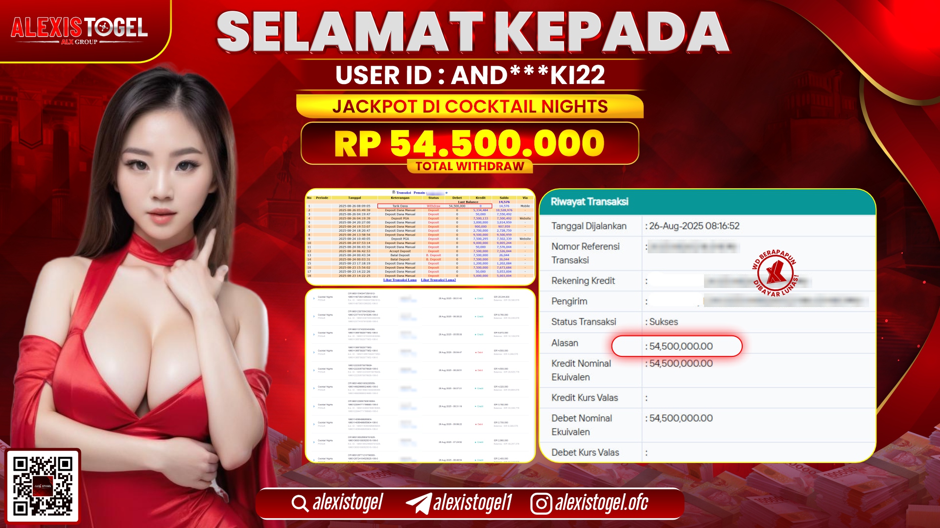 ALEXISTOGEL di SLOT COCKTAIL NIGHT RP.54.500.000 LUNAS