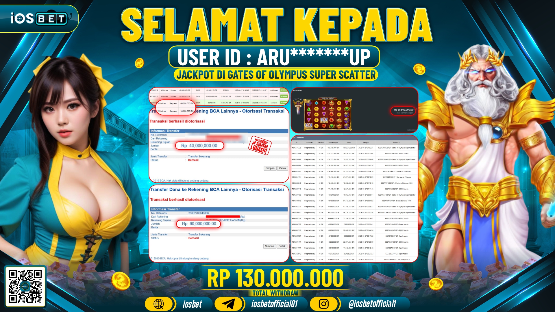 Bukti Pembayaran LUNAS SLOT GAME GACOR  Rp.130.000.000