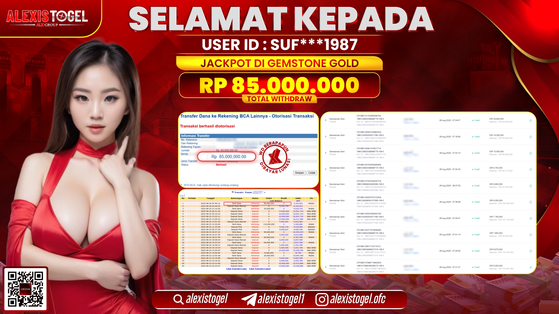 ALEXISTOGEL di SLOT GEMSTONE GOLD RP.85.000.000 LUNAS