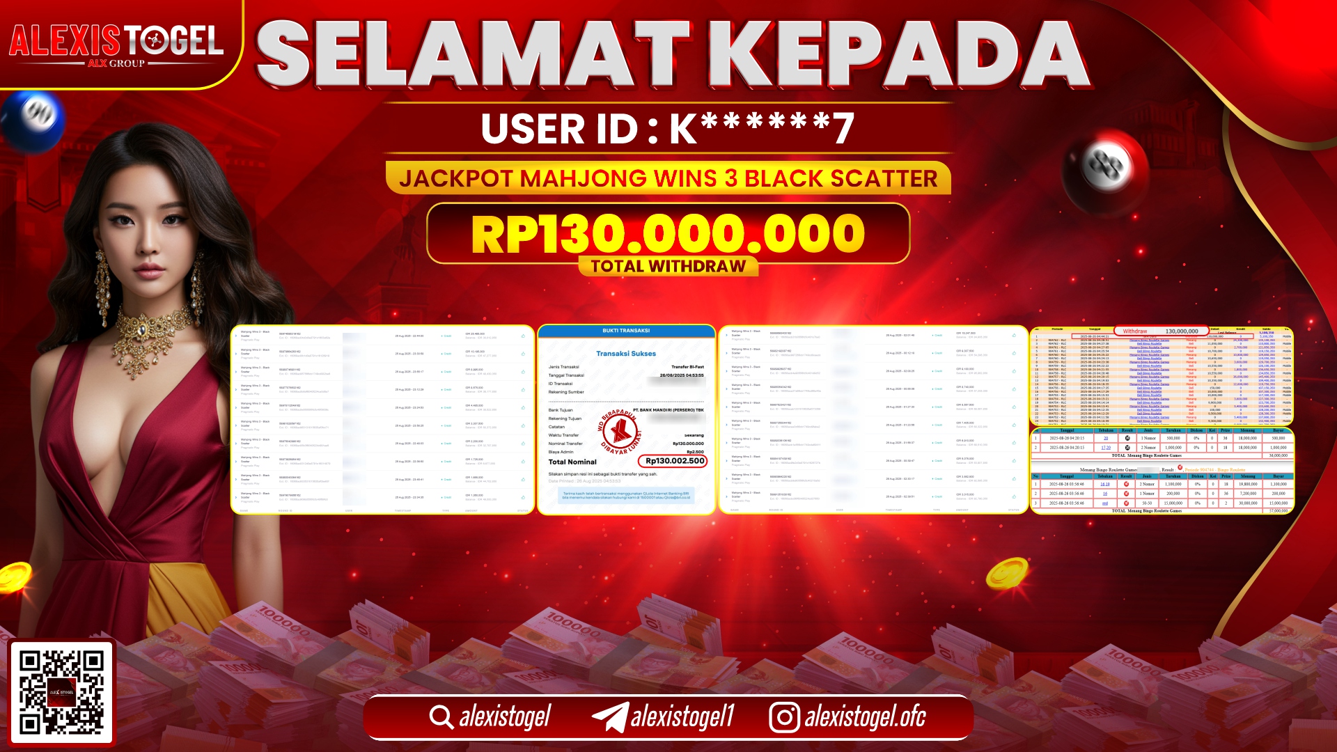ALEXISTOGEL di SLOT MAHJONG WINS 3 BLACK SCATTER RP.130.000.000 LUNAS