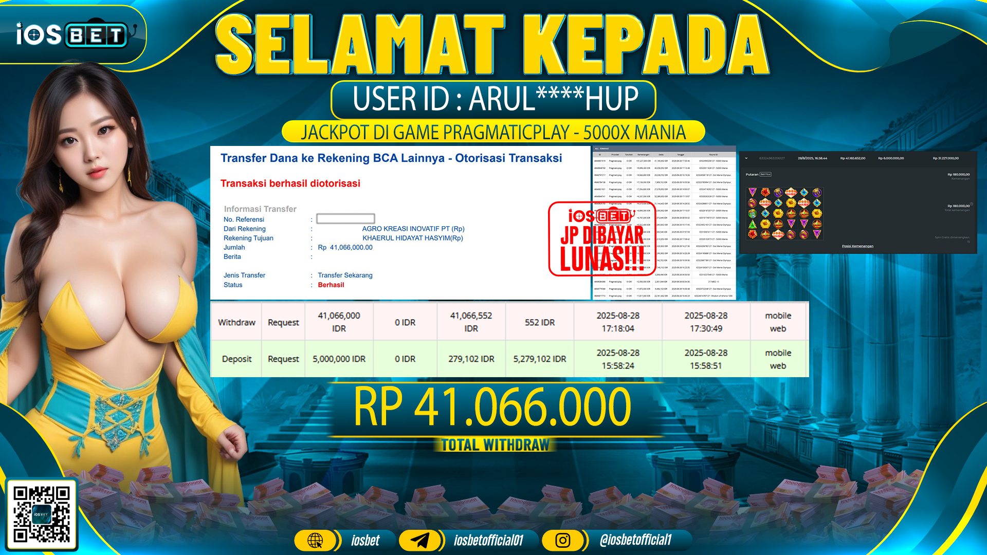 Bukti Pembayaran LUNAS SLOT GAME GACOR  Rp.41.066.000