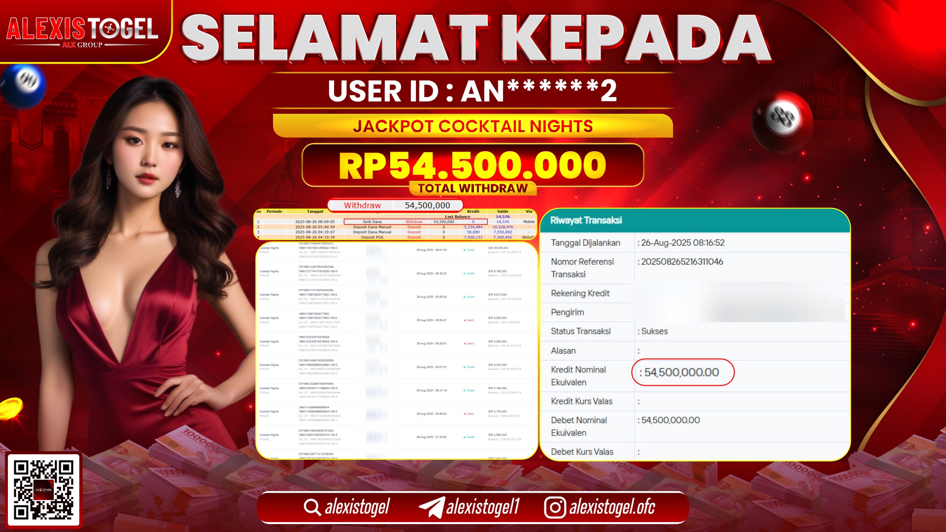 ALEXISTOGEL di SLOT COCKTAIL NIGHTS RP.54.500.000 LUNAS