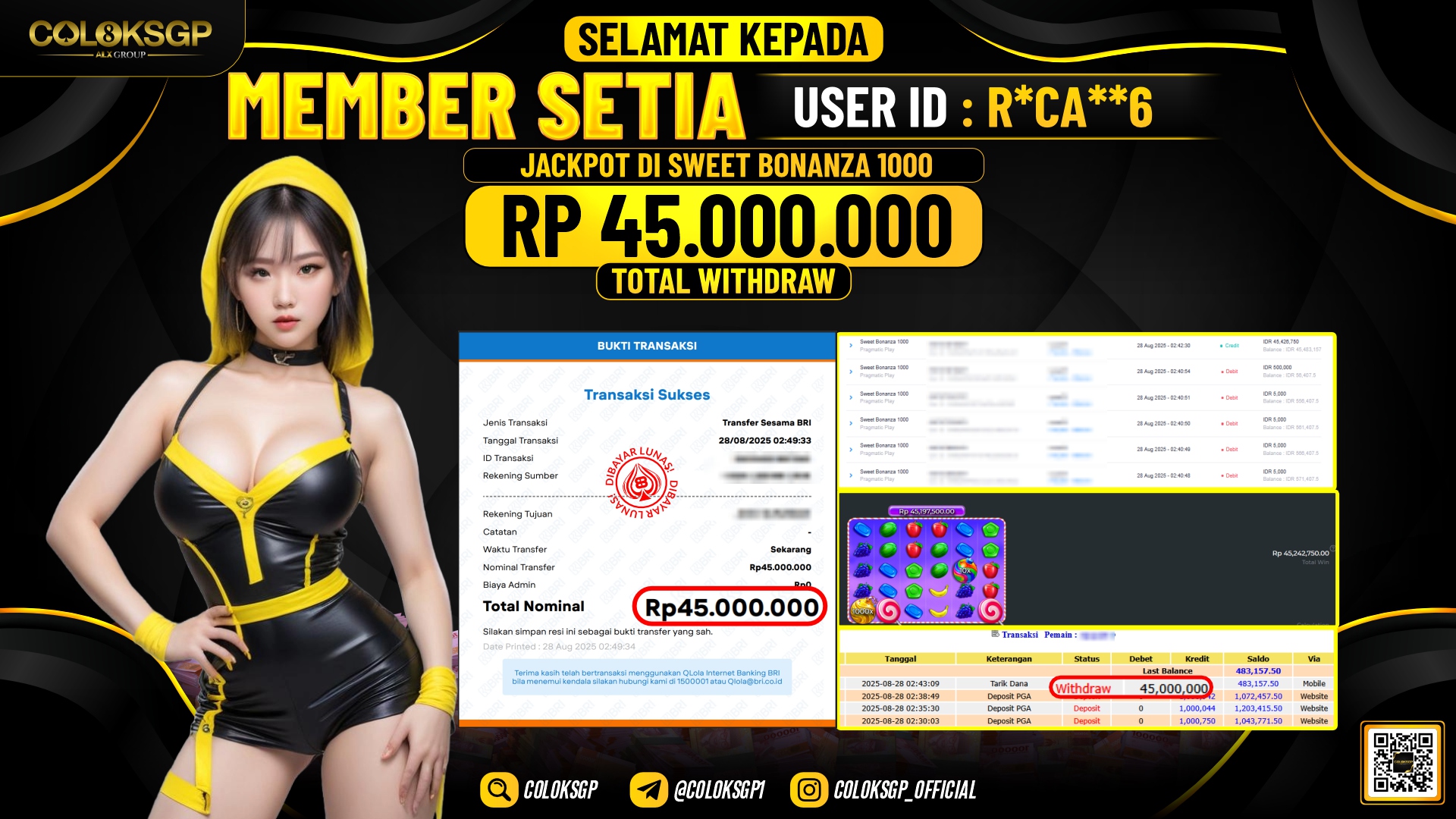 COLOKSGP JACKPOT DI SLOT SWEET BONANZA 1000