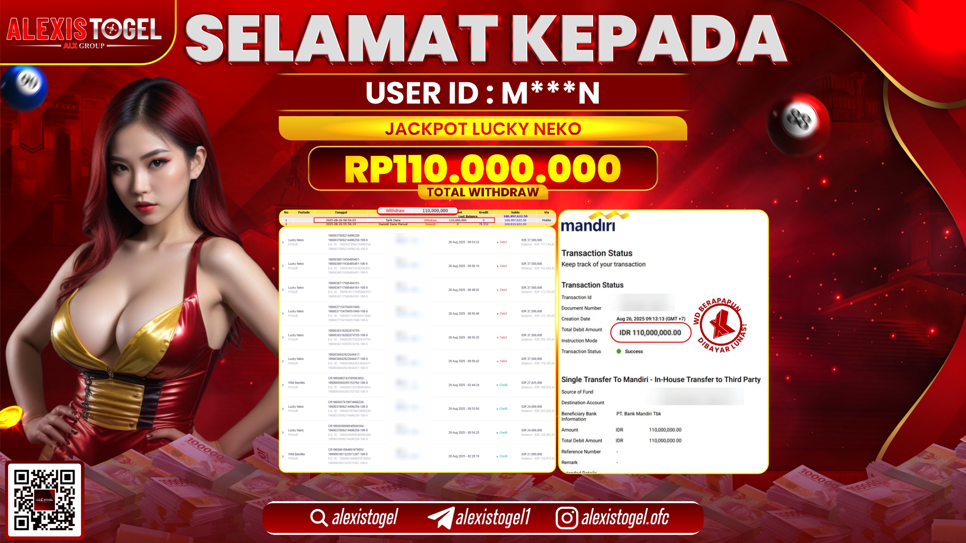 ALEXISTOGEL di SLOT LUCKY NEKO RP.110.000.000 LUNAS