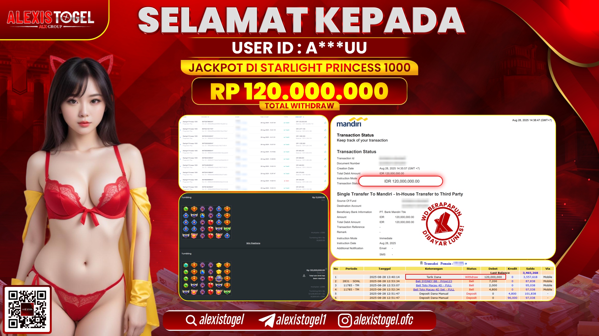 ALEXISTOGEL di SLOT STARLIGHT PRINCESS RP.120.000.000 LUNAS