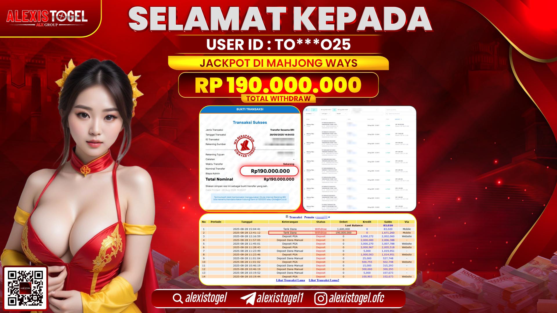 ALEXISTOGEL di SLOT MAHJONG WAYS RP.190.000.000 LUNAS