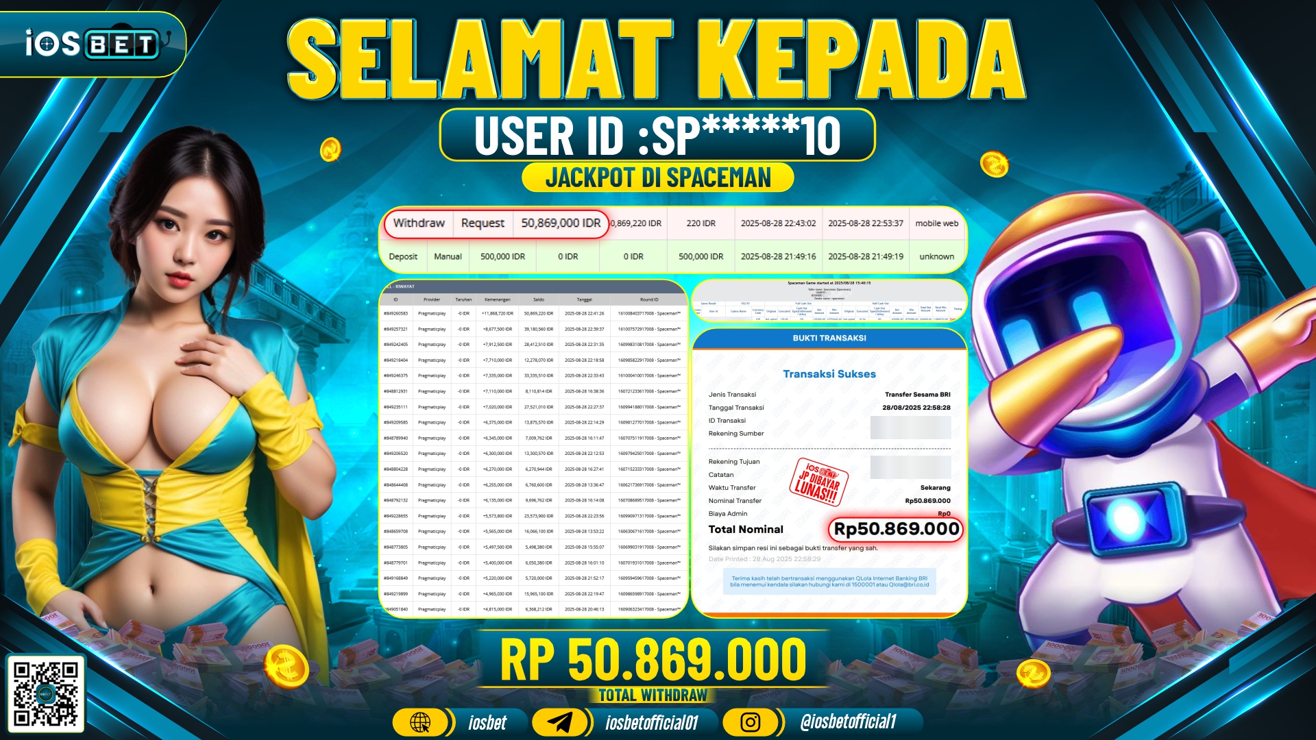 Bukti Pembayaran LUNAS LIVE GAME GACOR  Rp.50.869.000