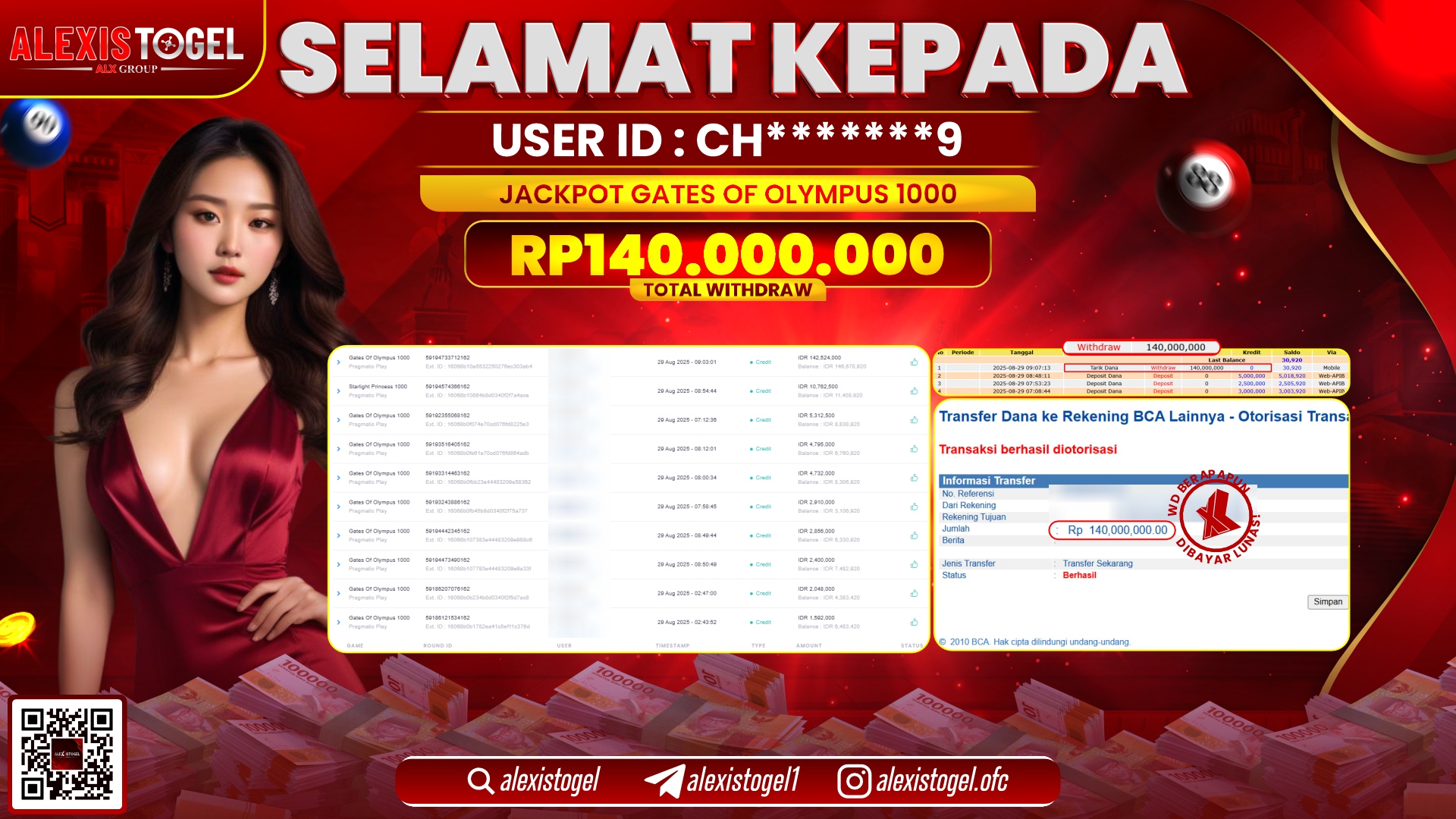 ALEXISTOGEL di SLOT GATES OF OLYMPUS RP.140.000.000 LUNAS