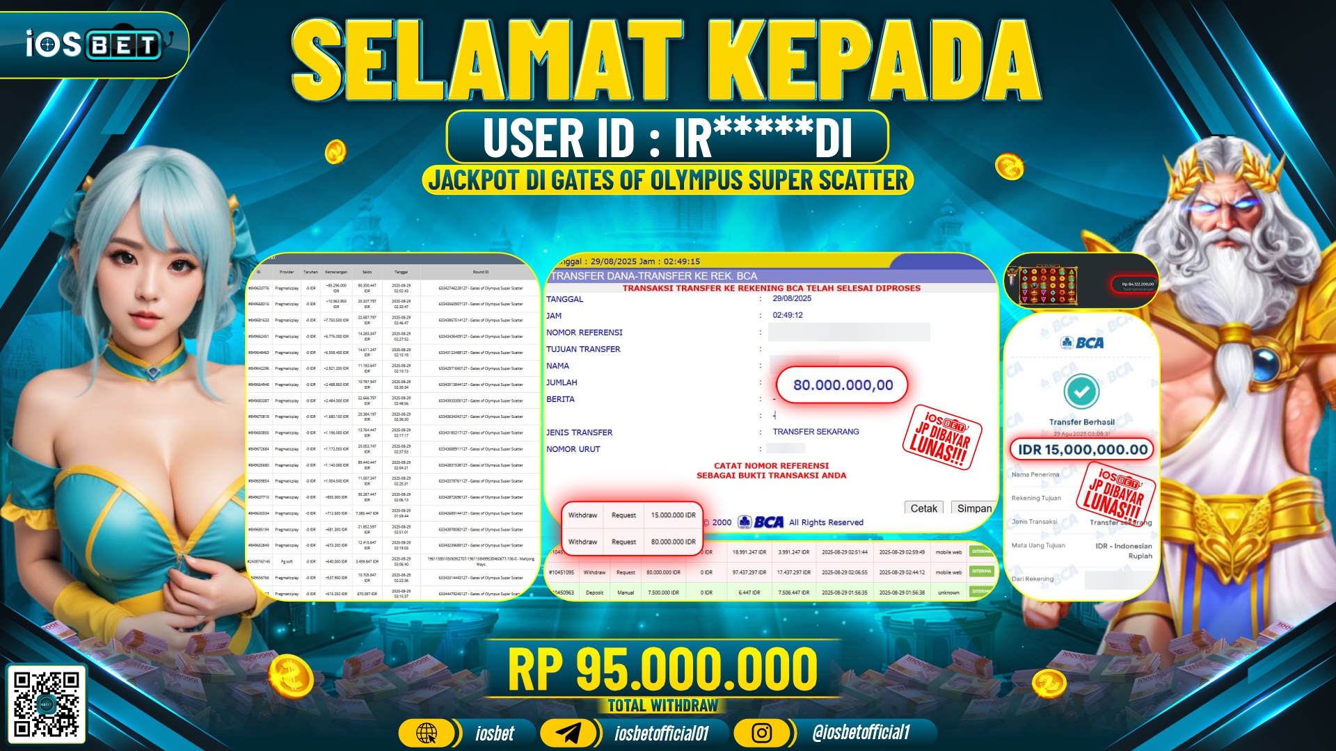 Bukti Pembayaran LUNAS SLOT GAME GACOR  Rp.95.000.000