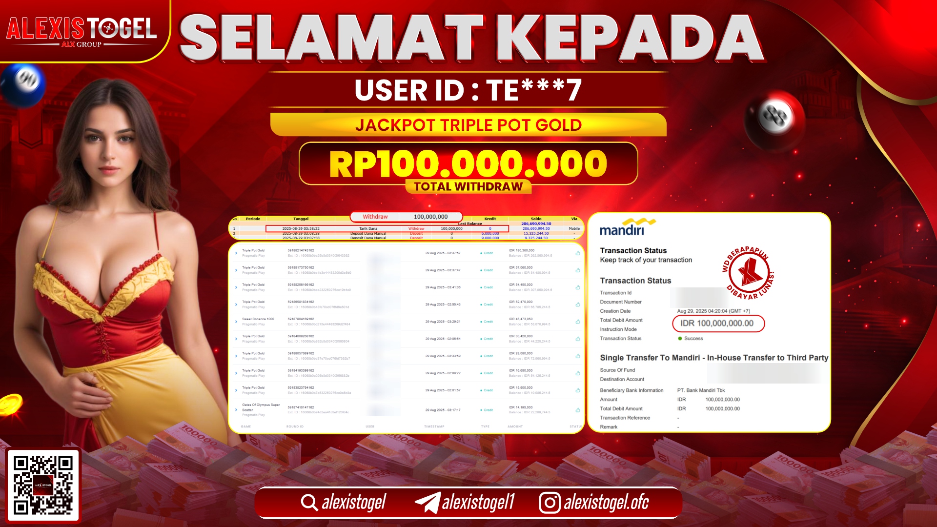 ALEXISTOGEL di SLOT TRIPLE POT GOLD RP.100.000.000 LUNAS