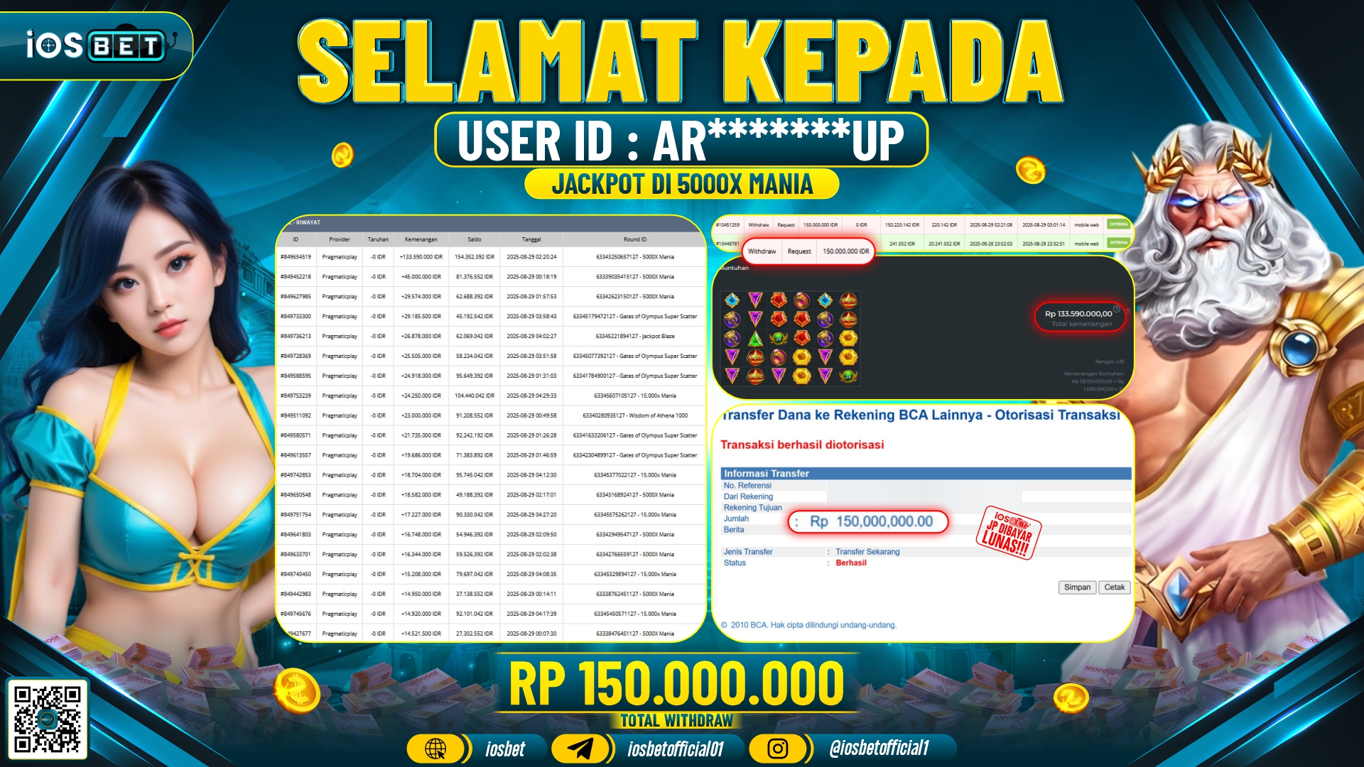 Bukti Pembayaran LUNAS SLOT GAME GACOR  Rp.150.000.000