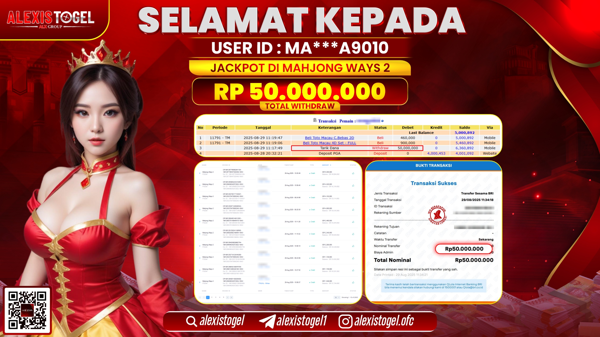 ALEXISTOGEL di SLOT MAHJONG WAYS 2 RP.50.000.000 LUNAS