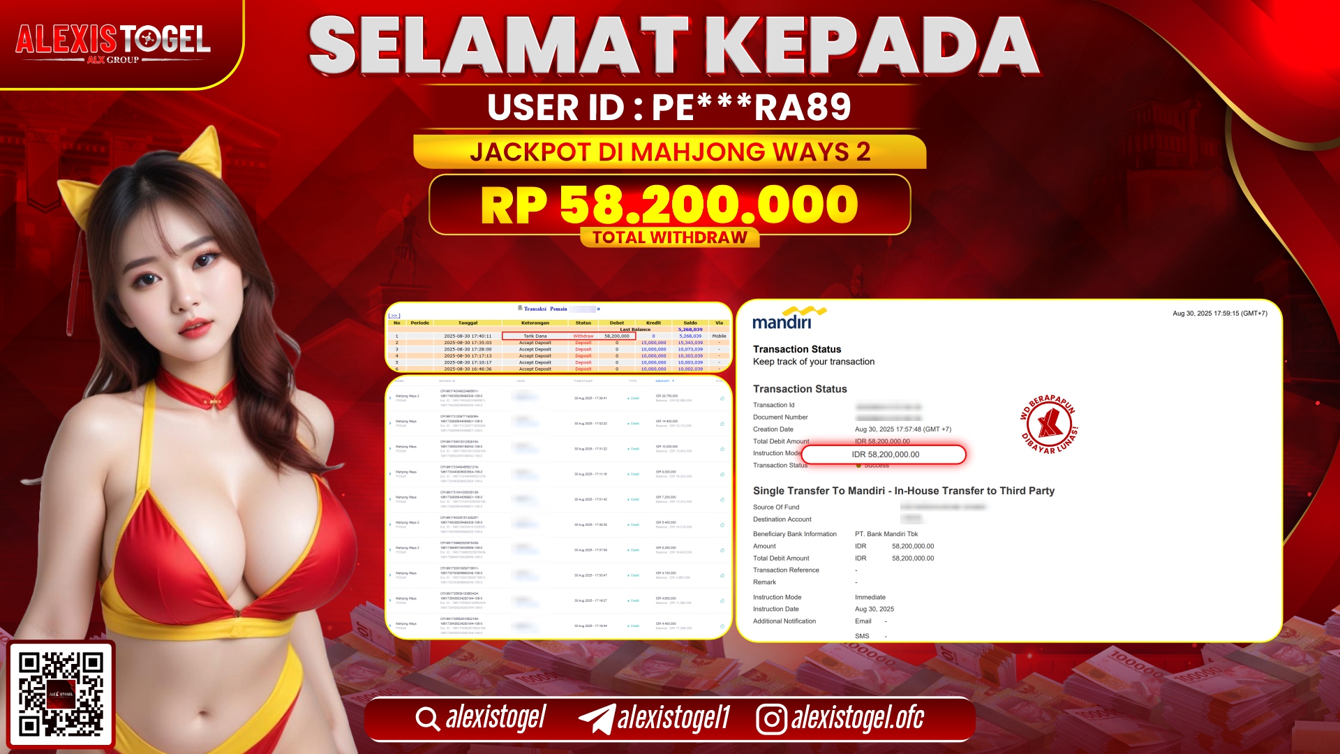 ALEXISTOGEL di SLOT MAHJONG WAYS 2 RP.58.200.000 LUNAS