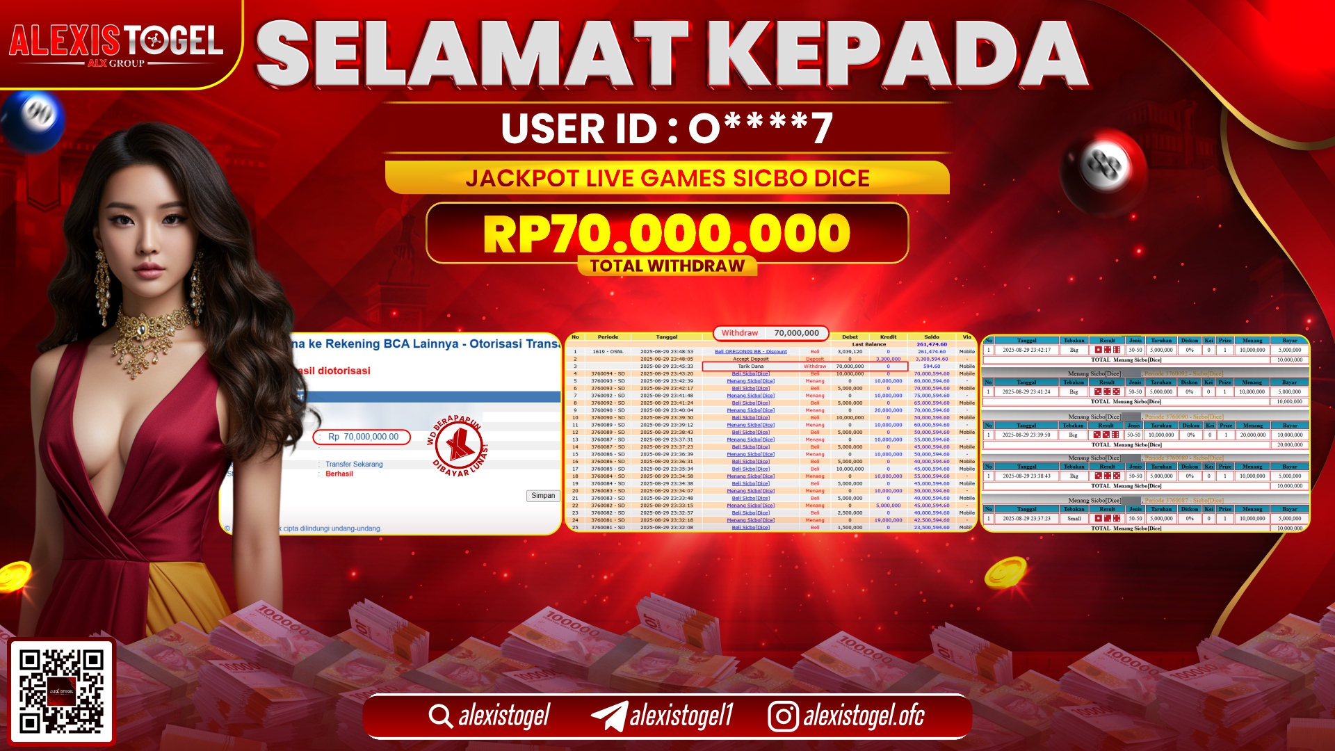 ALEXISTOGEL di LIVE GAMES SICBO DICE RP.70.000.000 LUNAS