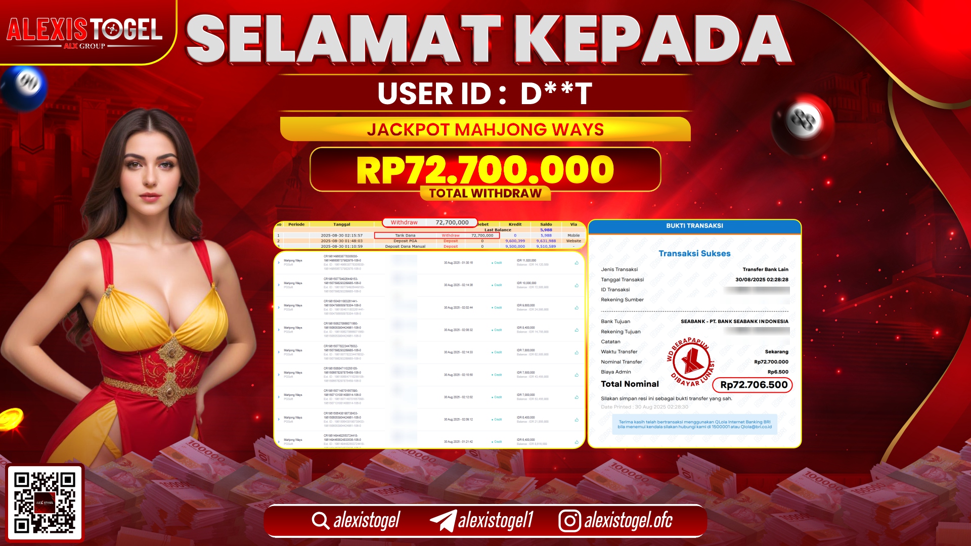 ALEXISTOGEL di SLOT MAHJONG WAYS RP.72.700.000 LUNAS