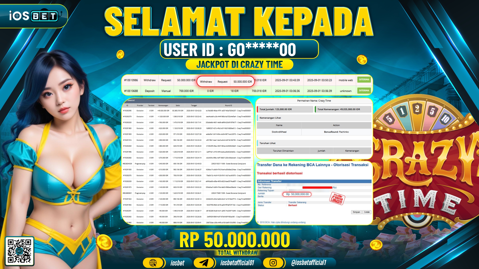 Bukti Pembayaran LUNAS SLOT GAME GACOR  Rp.50.000.000
