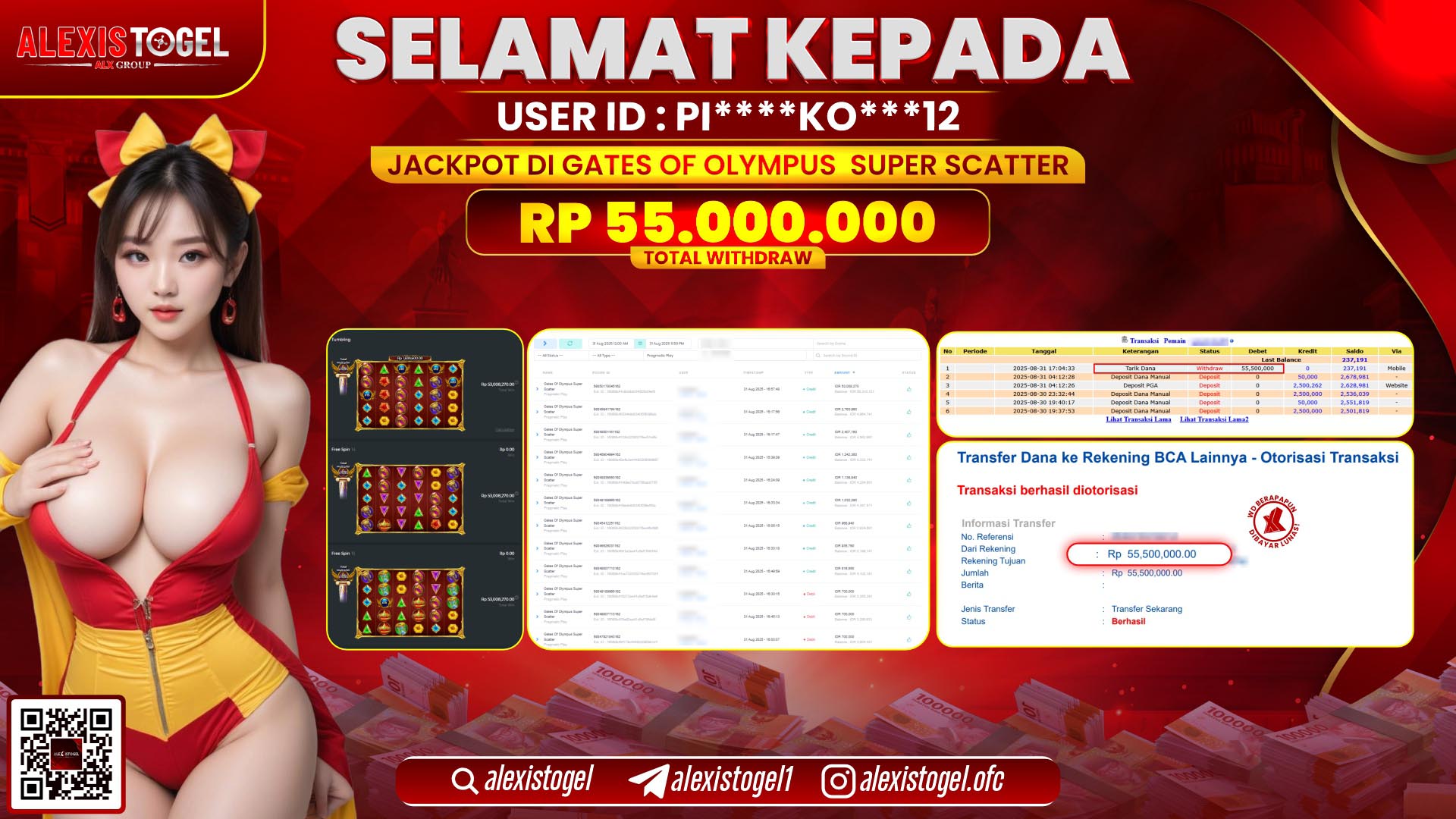 ALEXISTOGEL di SLOT GATES OF OLYMPUS SUPER SCATTER RP.55.000.000 LUNAS