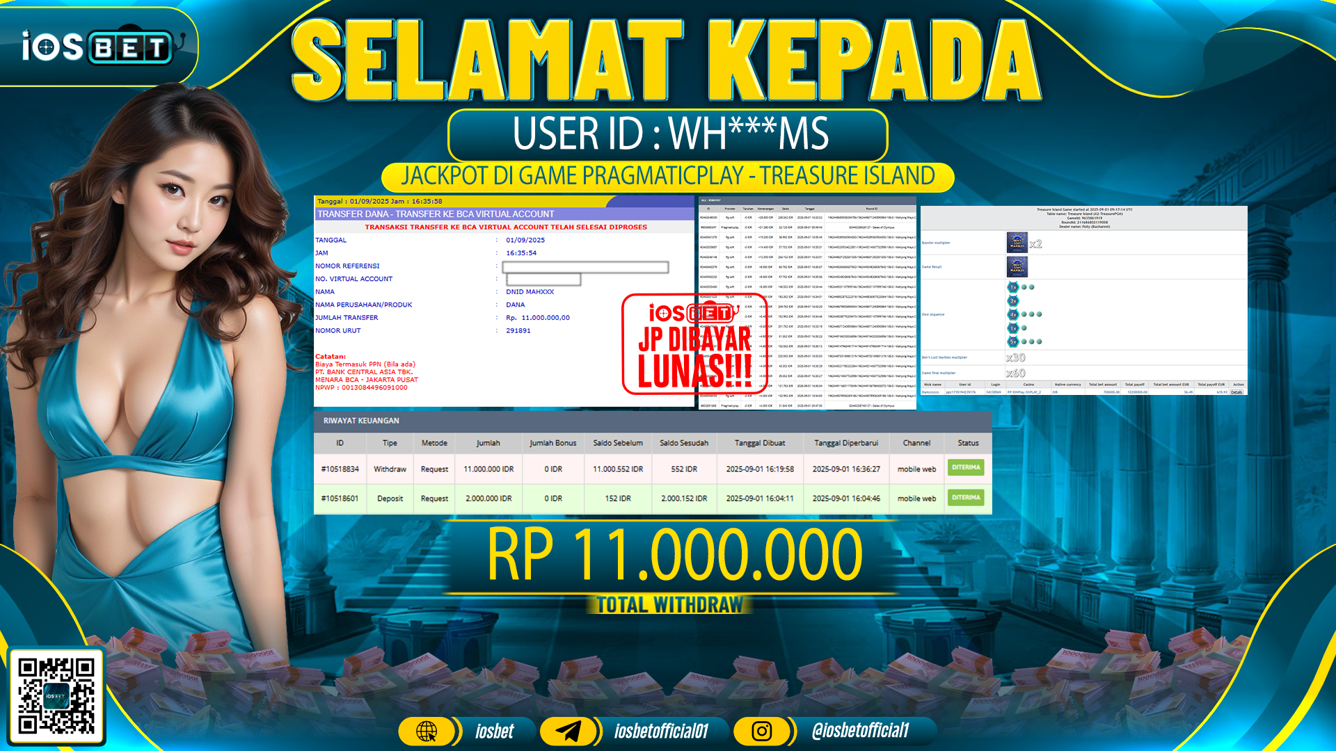 Bukti Pembayaran LUNAS SLOT GAME GACOR  Rp.11.000.000
