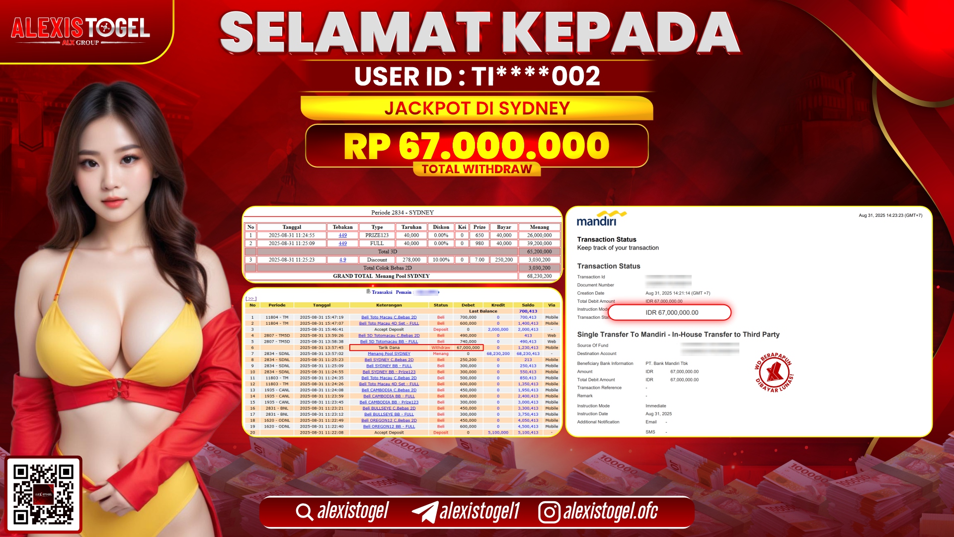 ALEXISTOGEL di TOGEL SYDNEY RP.67.000.000 LUNAS