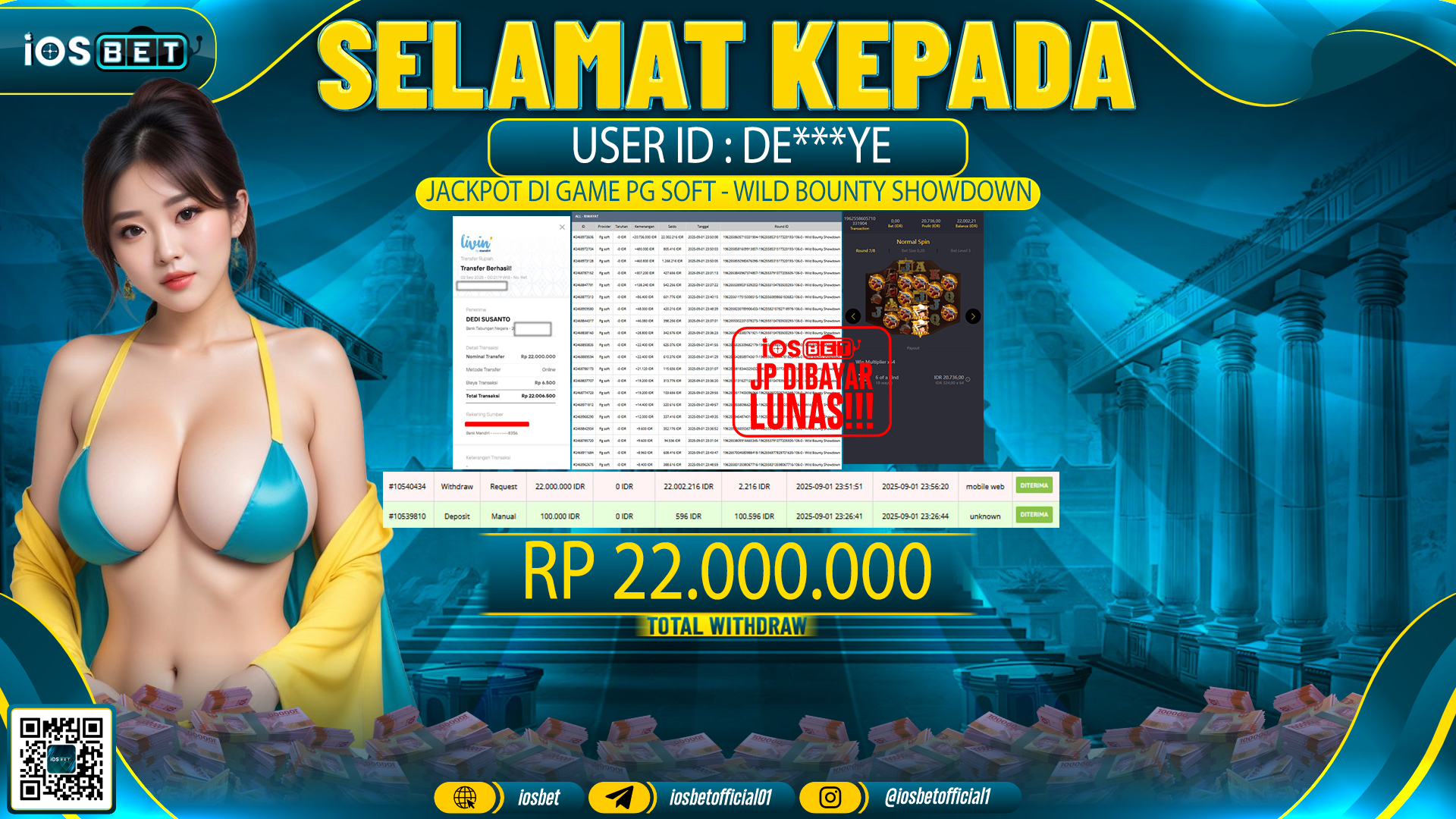Bukti Pembayaran LUNAS SLOT GAME GACOR  Rp.22.000.000