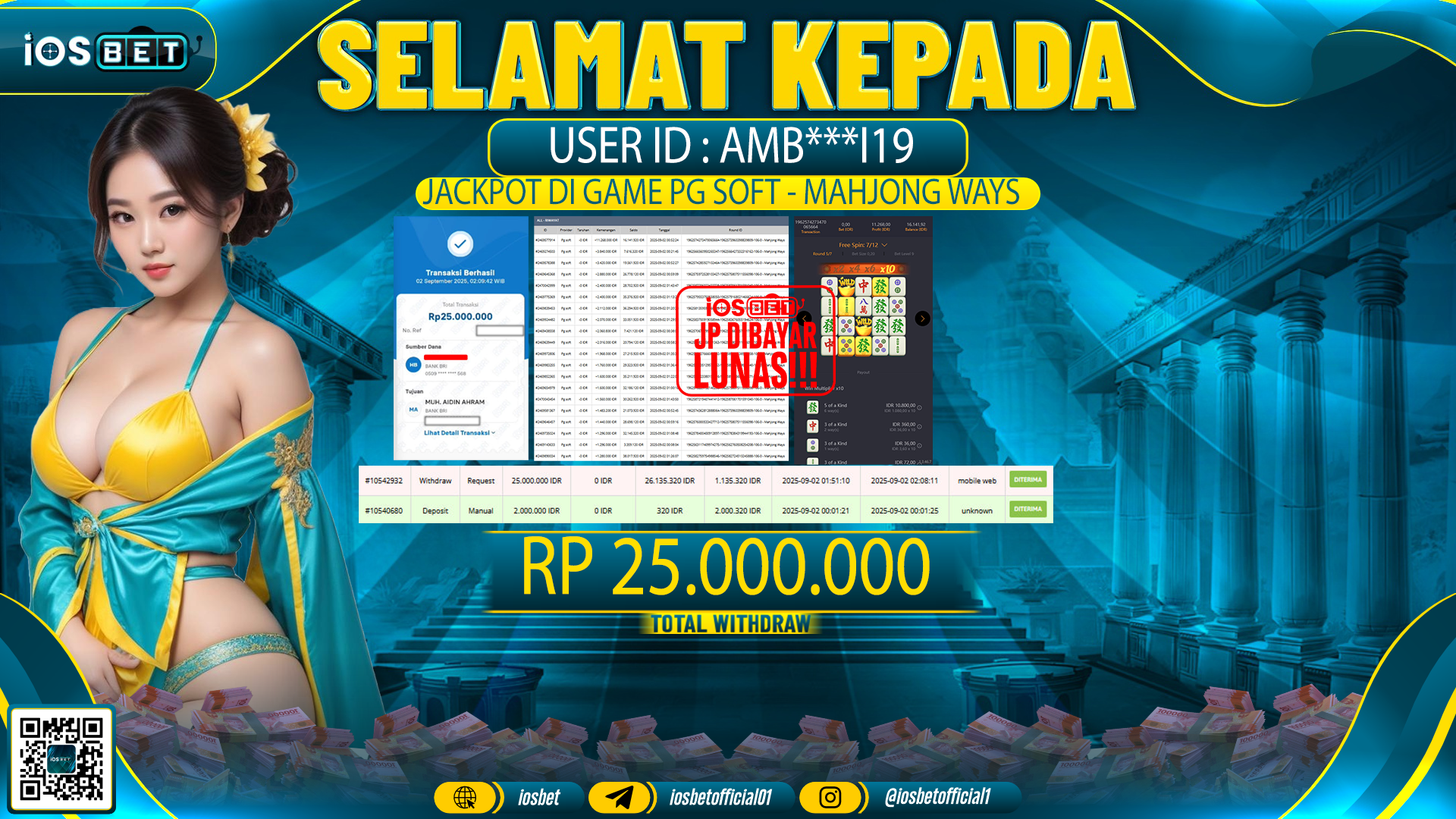 Bukti Pembayaran LUNAS SLOT GAME GACOR  Rp.25.000.000