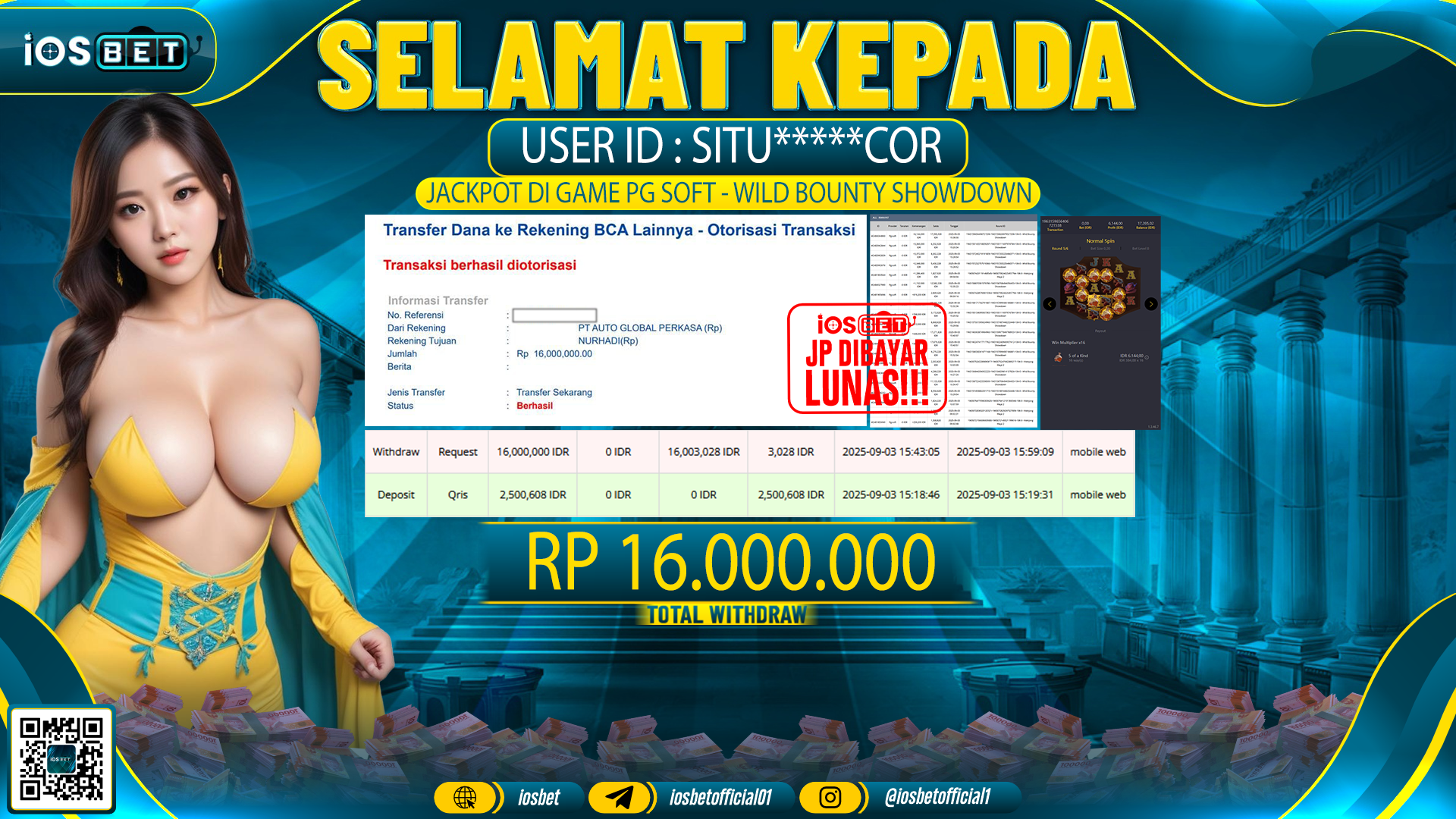Bukti Pembayaran LUNAS SLOT GAME GACOR  Rp.16.000.000
