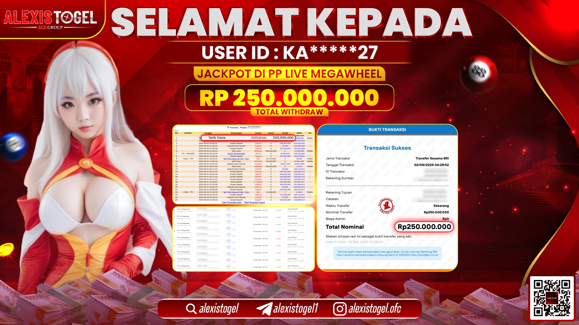 ALEXISTOGEL di PP LIVE MEGAWHEEL RP.250.000.000 LUNAS