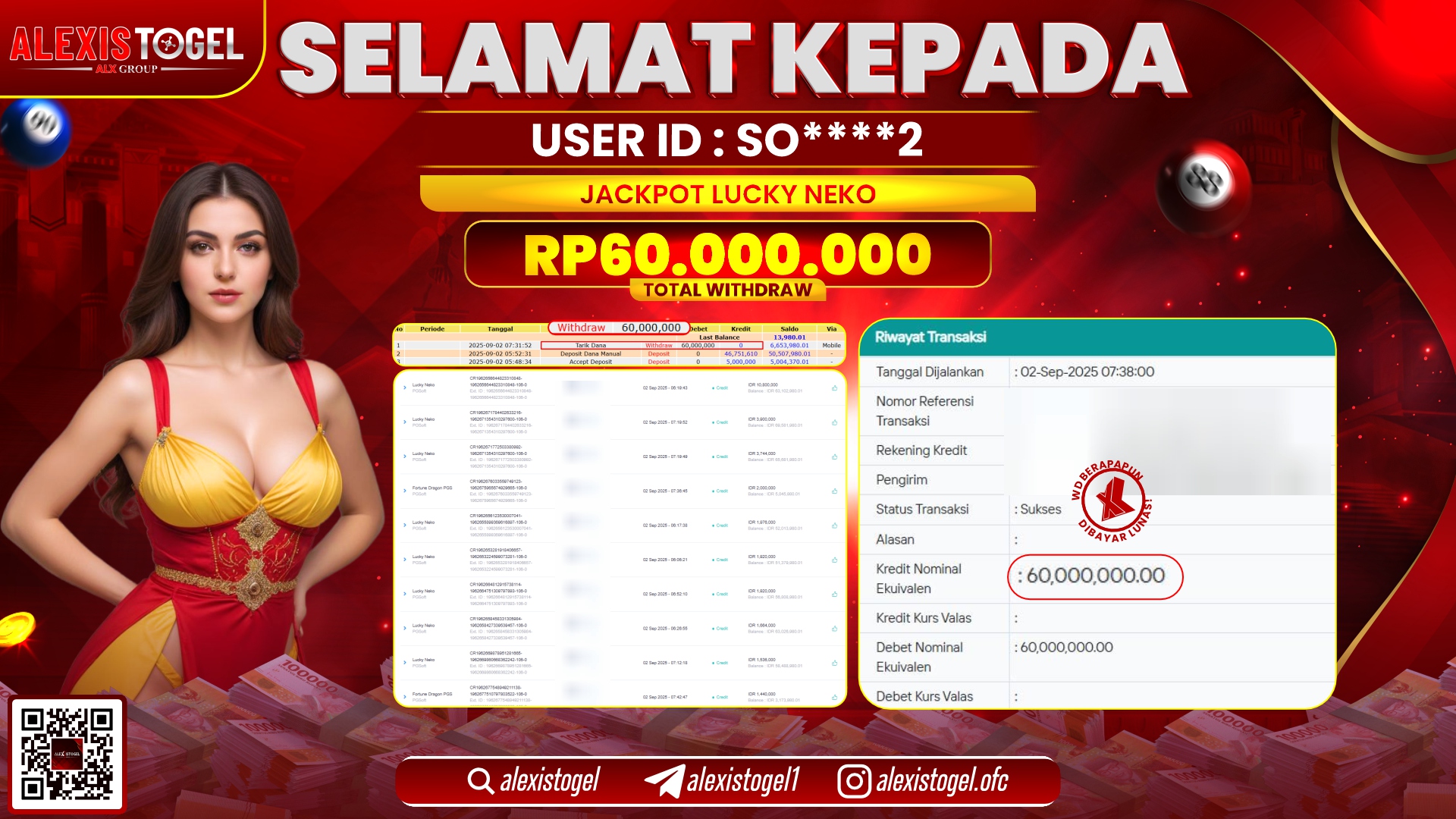 ALEXISTOGEL di SLOT LUCKY NEKO RP.60.000.000 LUNAS