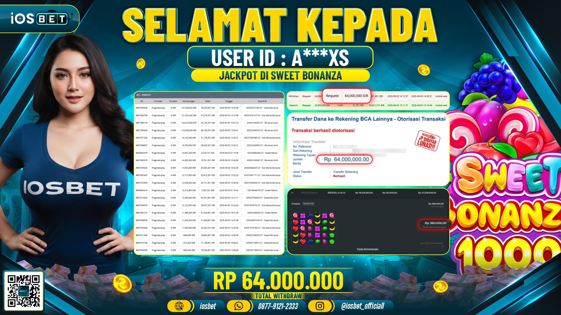 Bukti Pembayaran LUNAS SLOT GAME GACOR  Rp.64.000.000
