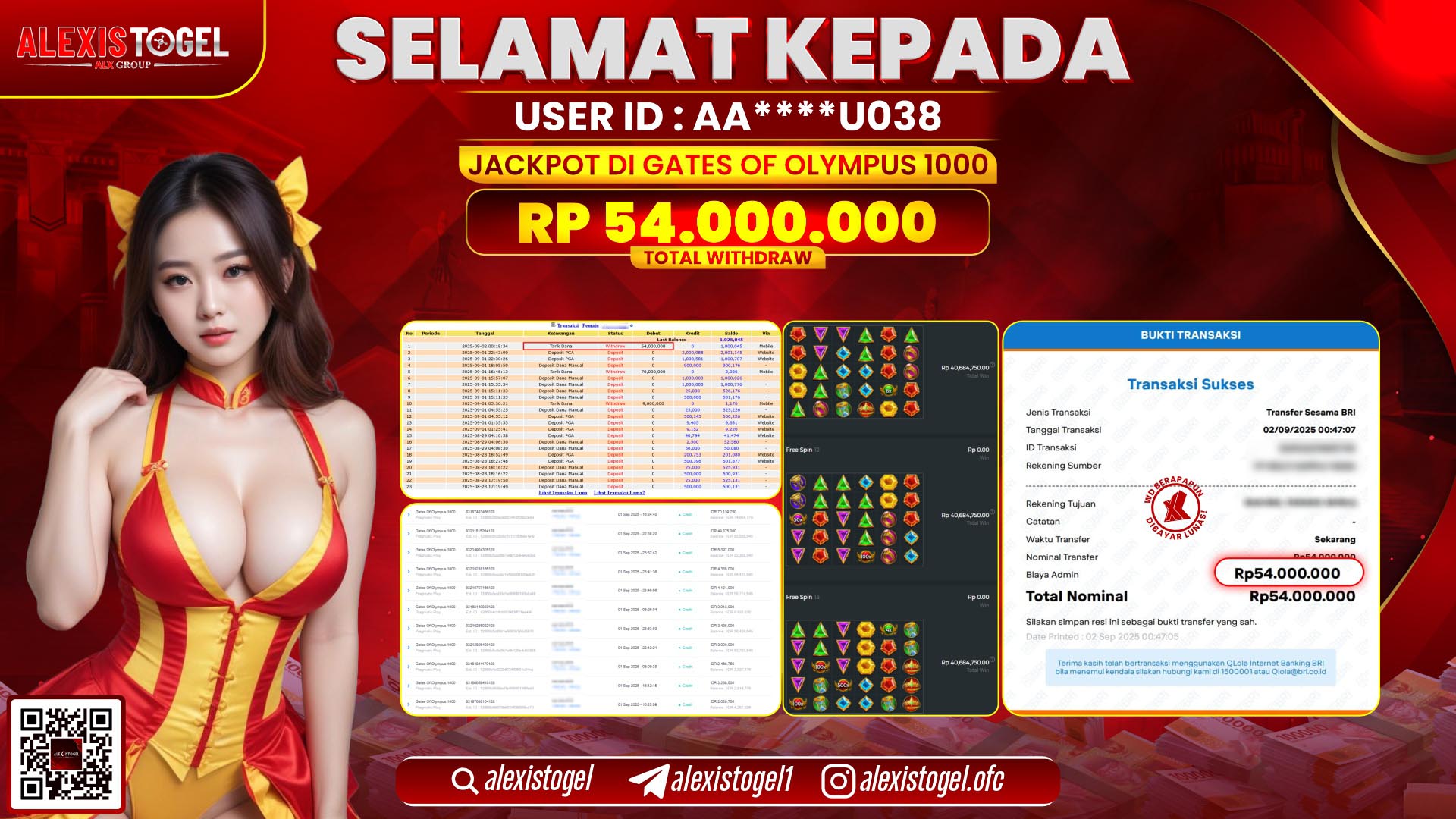 ALEXISTOGEL di SLOT GATES OF OLYMPUS RP.54.000.000 LUNAS