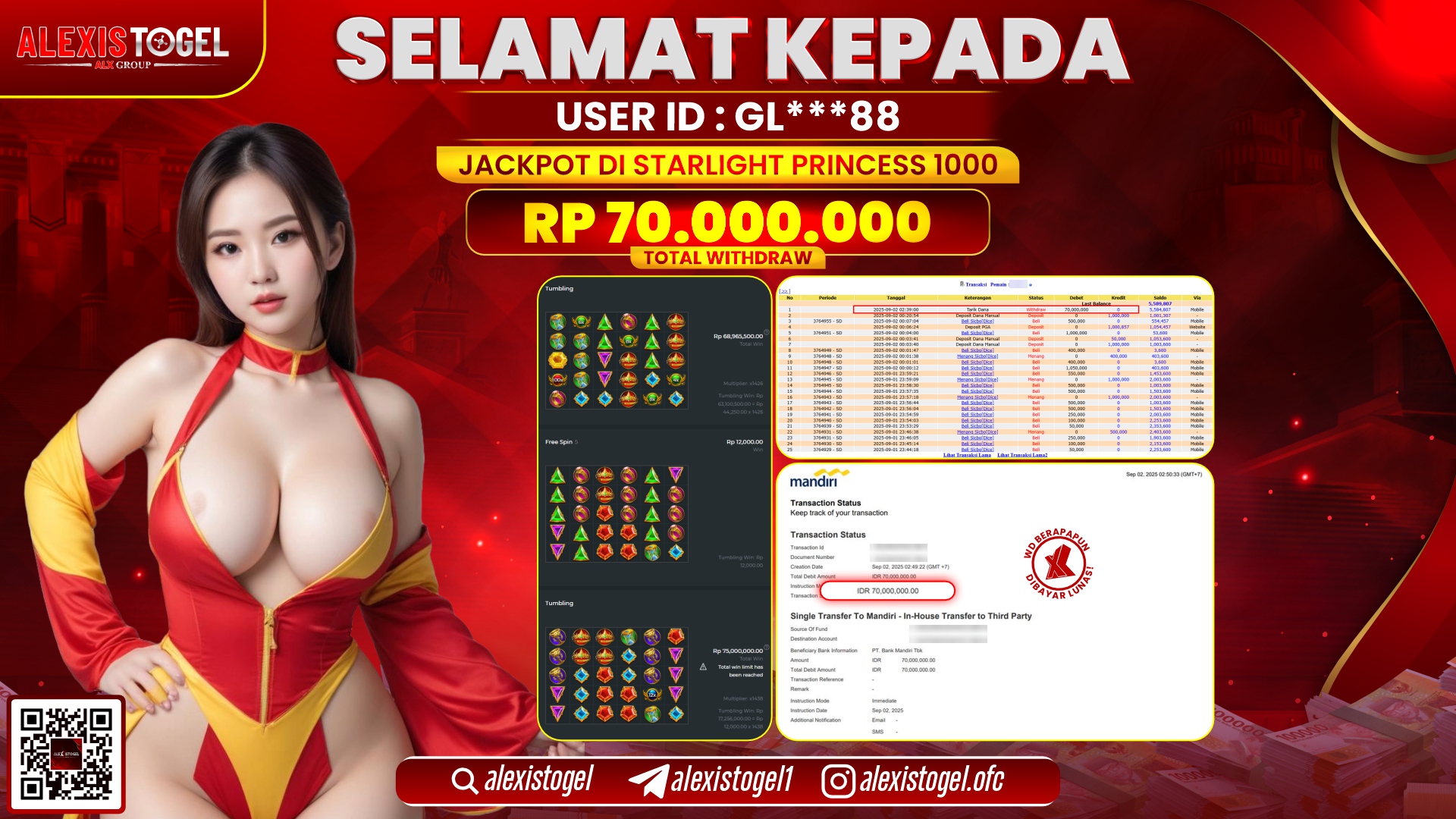 ALEXISTOGEL di SLOT STARLIGHT PRINCESS RP.70.000.000 LUNAS