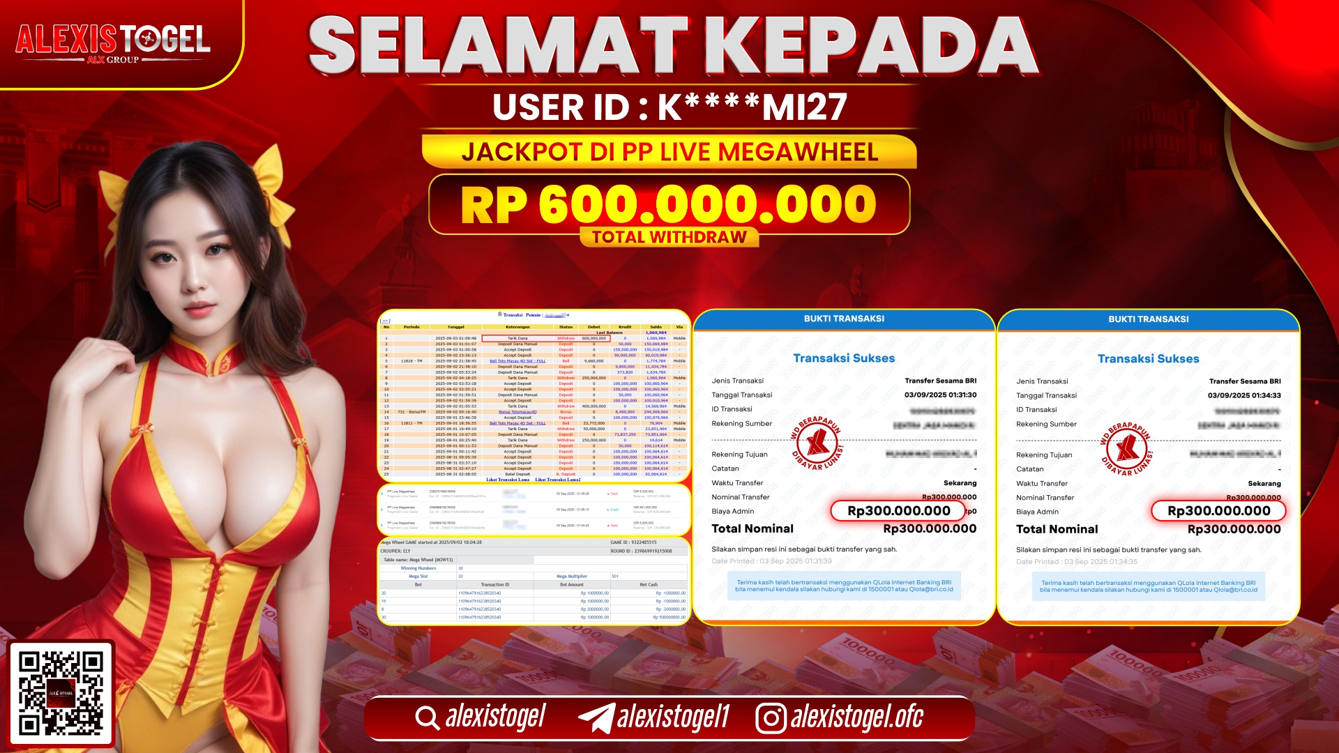 ALEXISTOGEL di PP LIVE MEGAWHEEL RP.600.000.000 LUNAS