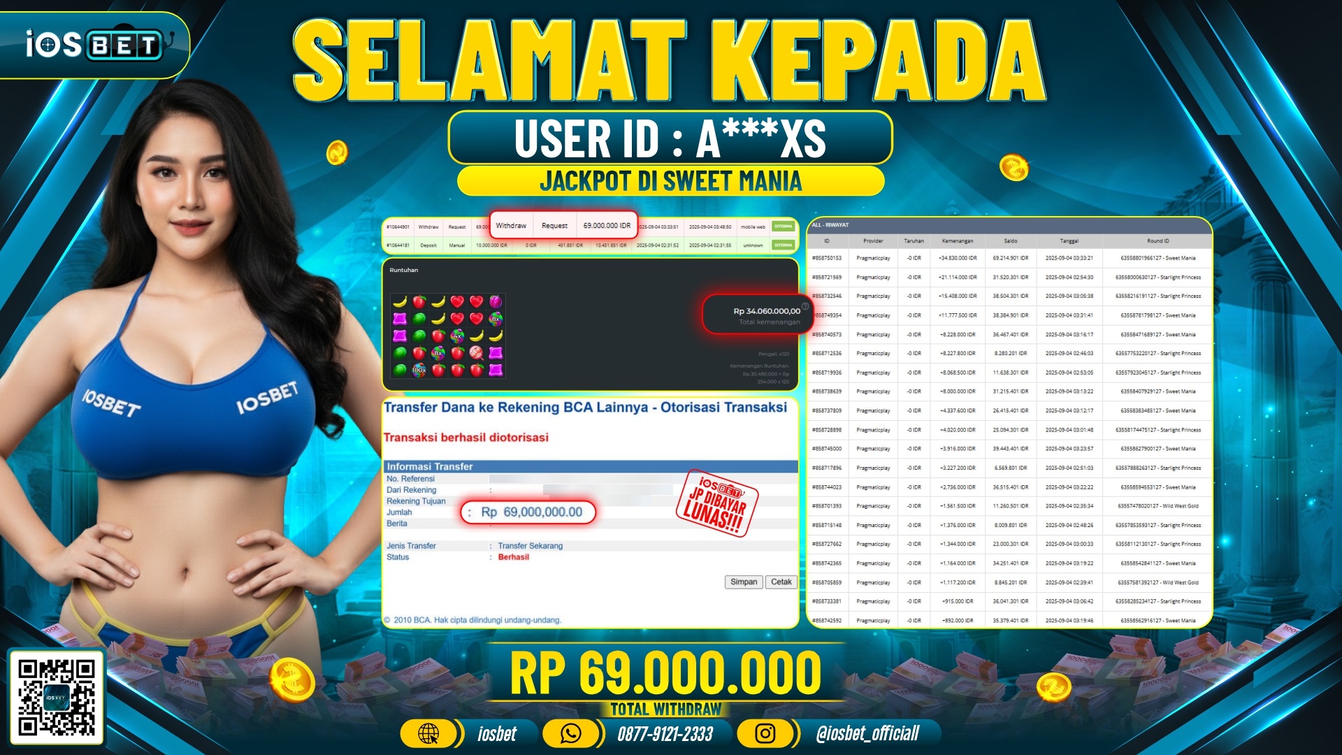 Bukti Pembayaran LUNAS SLOT GAME GACOR  Rp.69.000.000
