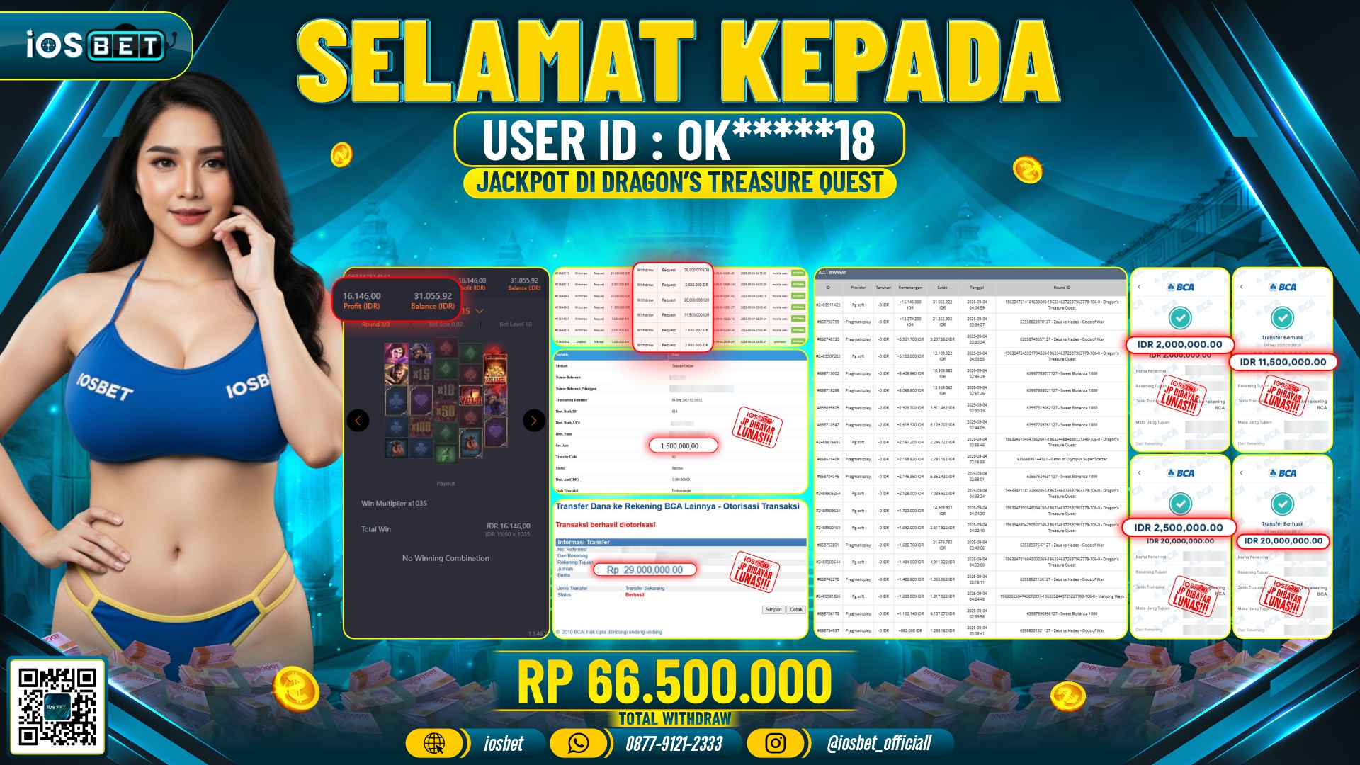 Bukti Pembayaran LUNAS SLOT GAME GACOR  Rp.66.500.000