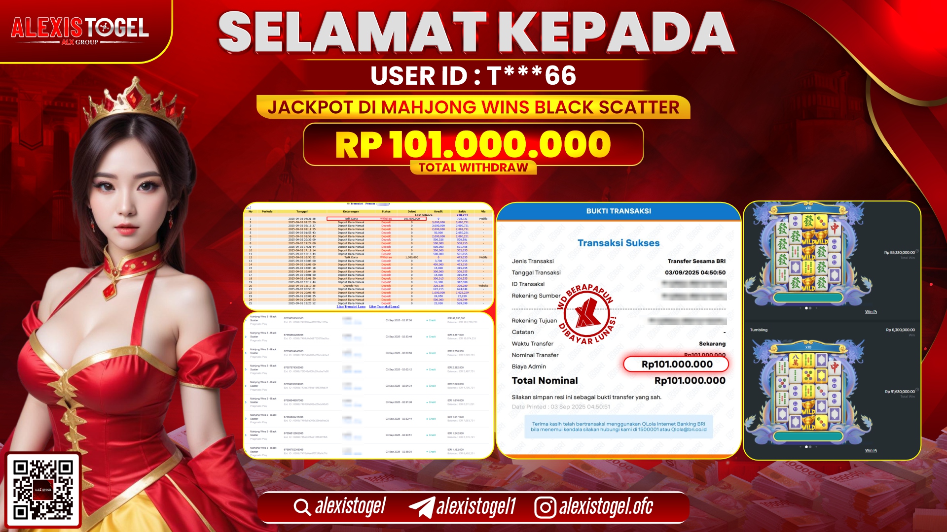 ALEXISTOGEL di SLOT MAHJONG WINS BLACK SCATTER RP.101.000.000 LUNAS