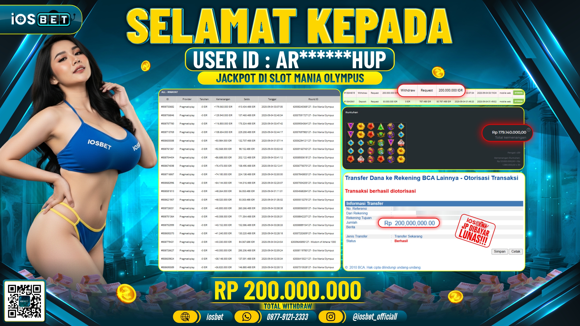 Bukti Pembayaran LUNAS SLOT GAME GACOR  Rp.200.000.000